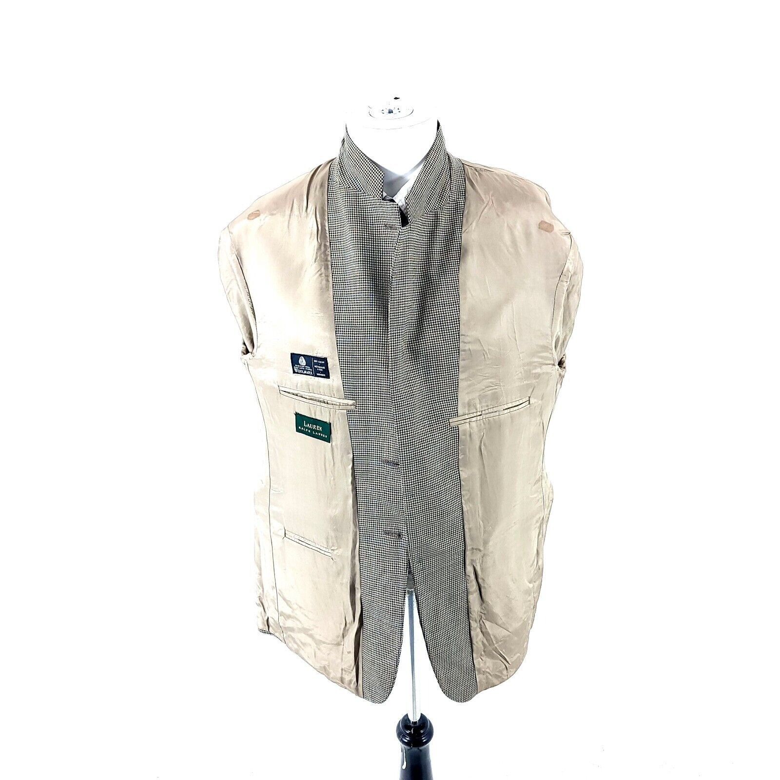 Lauren Ralph Lauren Lauren Ralph Lauren Wool 2 Button Sport Coat 42R Tan Houndst Size 42R - 12 Thumbnail