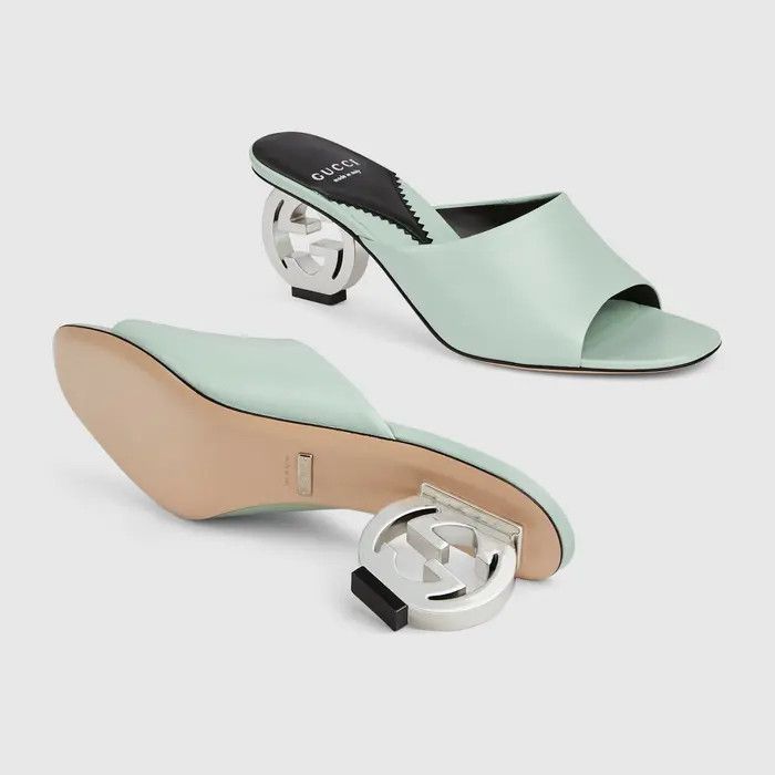 Gucci o1s1wg110225 Interlocking G Heel Sandals in Light Green Size US 8.5 / IT 38.5 - 6 Thumbnail