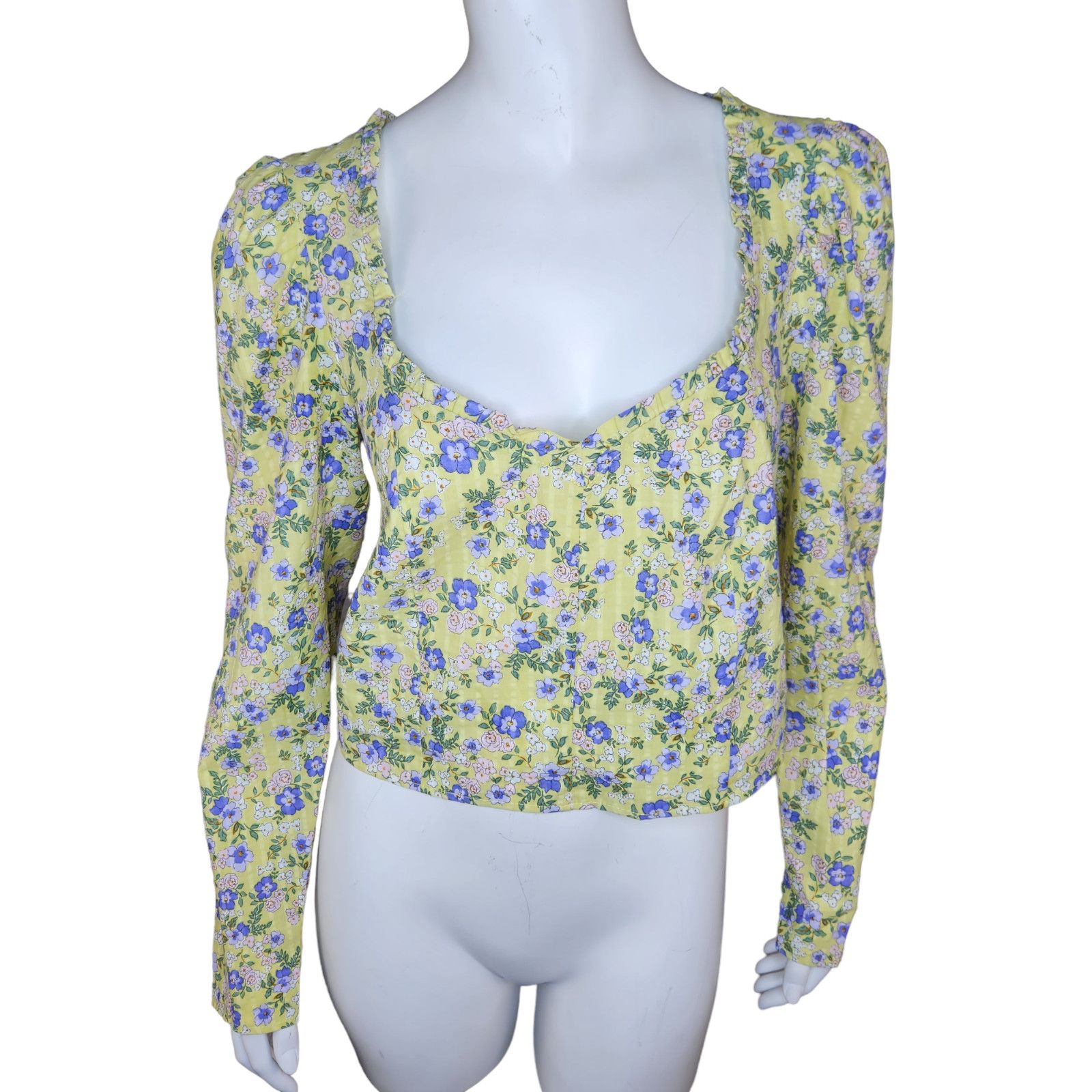 Topshop NWT Topshop Womens Size 8 Green Purple Floral Cropped Ruffle Size M / US 6-8 / IT 42-44 - 1 Thumbnail