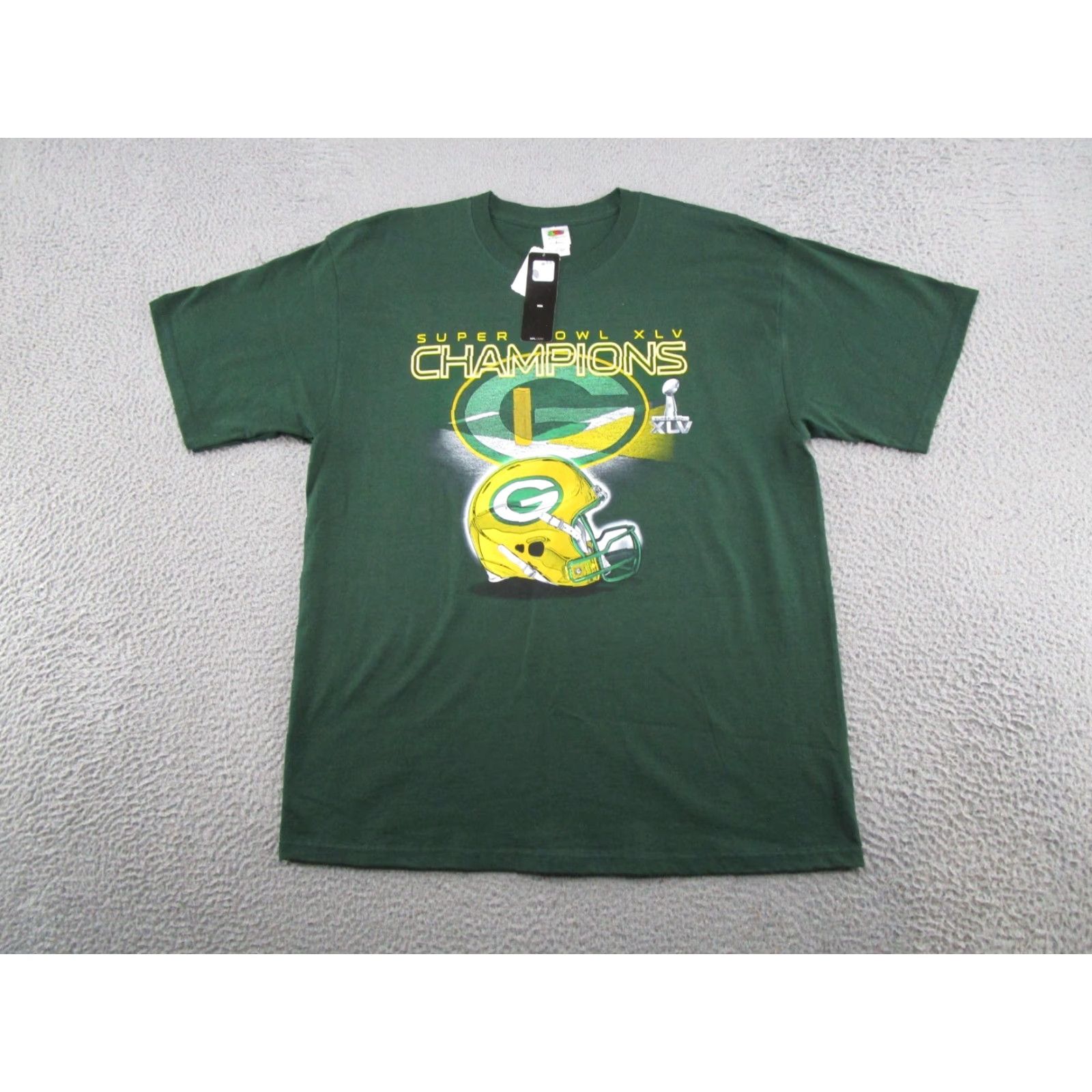 Fruit Of The Loom VINTAGE Green Bay Packers Super Bowl XLV Graphic T-Shirt Nike Size XL NEW Read Size US XL / EU 56 / 4 - 2 Thumbnail