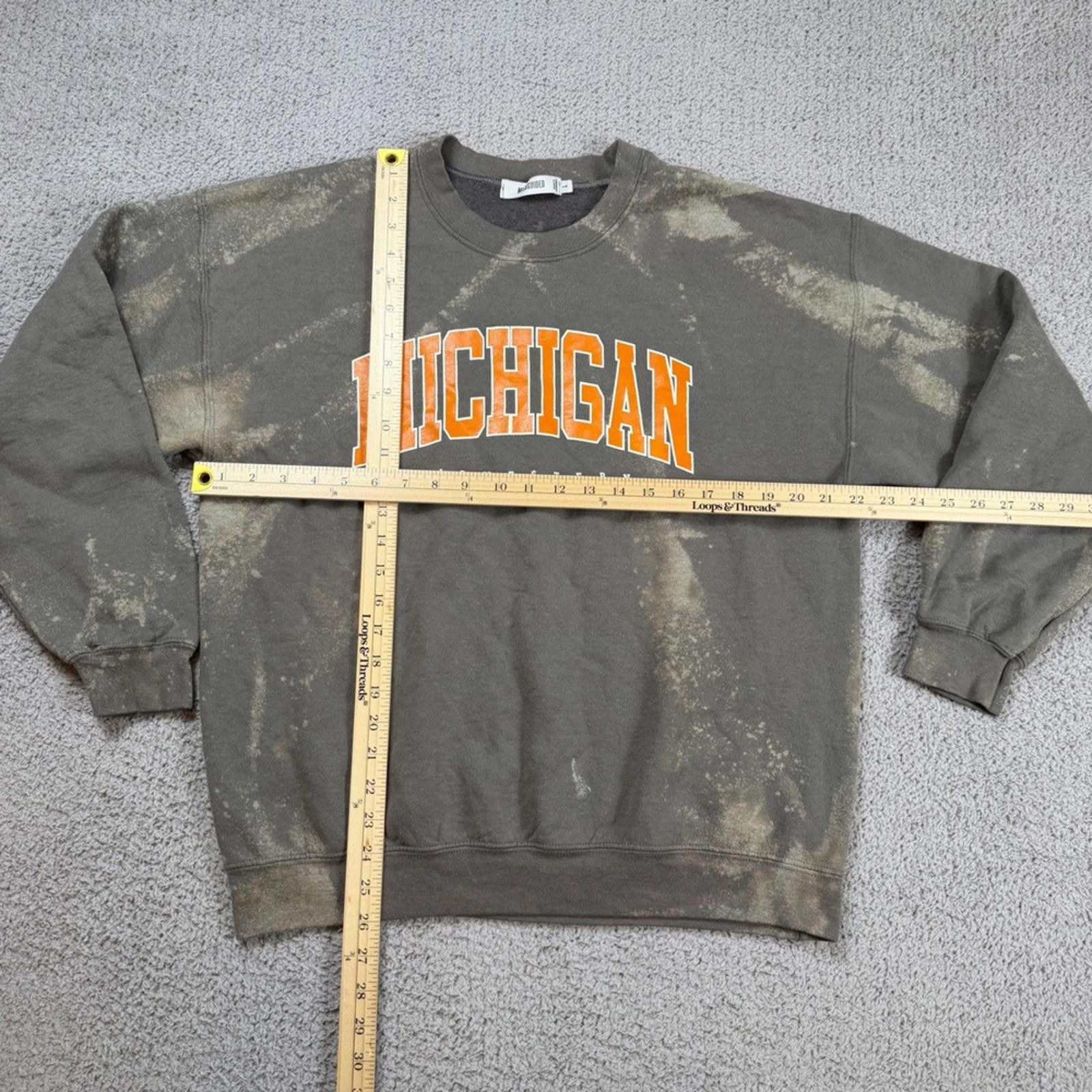 Other Missguided Michigan Crewneck Bleach Wash Distressed College Size L / US 10 / IT 46 - 3 Thumbnail