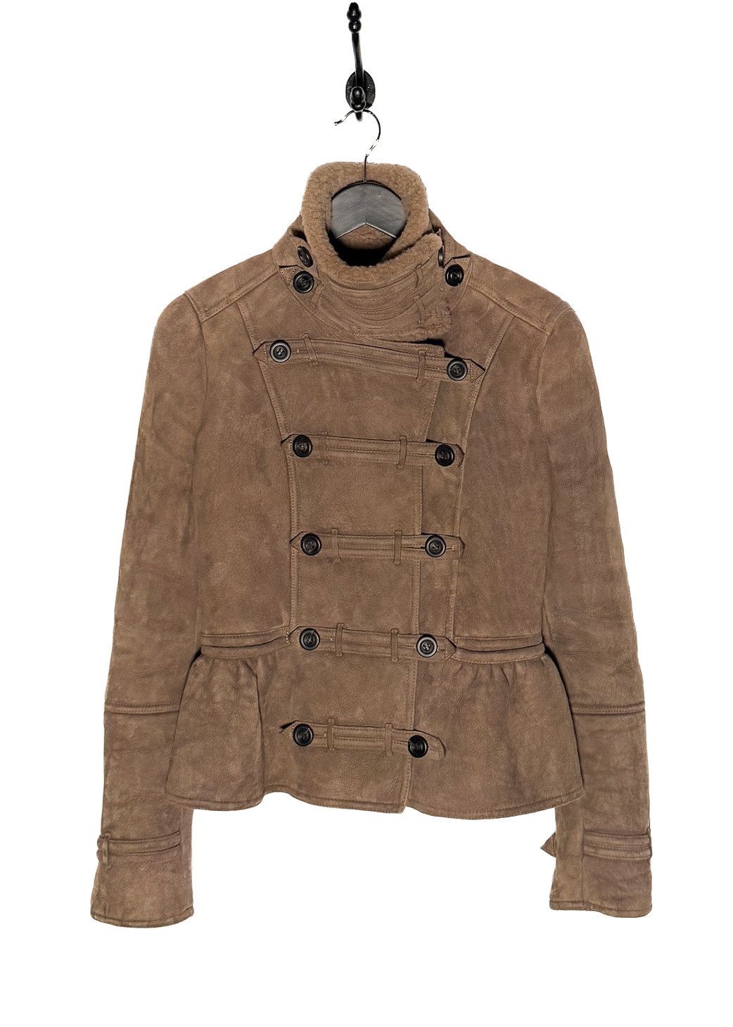 Burberry Prorsum Burberry Prorsum FW12 Runway Beige Peplum Shearling Jacket Size S / US 4 / IT 40 - 1 Thumbnail