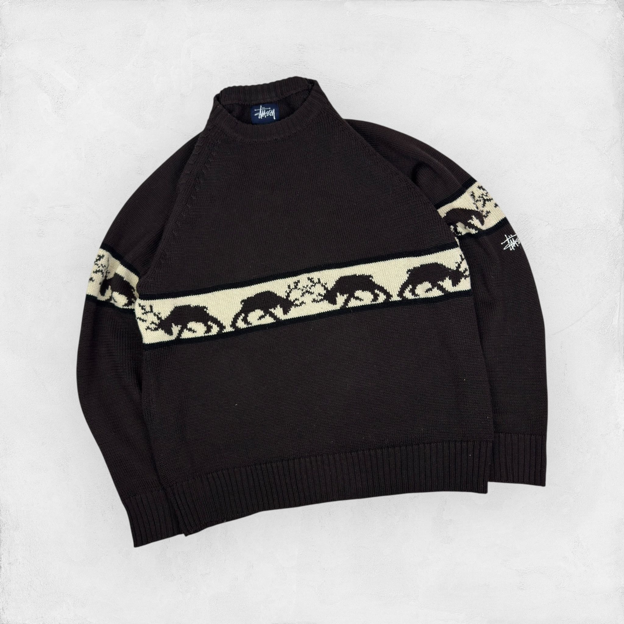 Stussy Stüssy vintage Brown Knit Nordic Pattern Pullover Sweater L Size US L / EU 52-54 / 3 - 1 Thumbnail