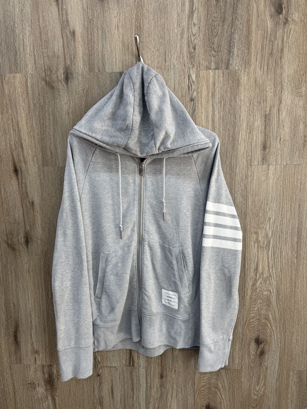 Thom Browne Thom Browne Grey Zip Up Hoodie Size US L / EU 52-54 / 3 - 1 Thumbnail