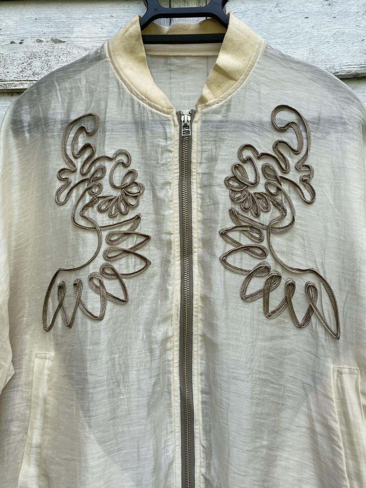 If Six Was Nine × Japanese Brand × Johnbull Woman John Bull Linen Cellulose Cropped Embroided Bomber Size L / US 10 / IT 46 - 2 Thumbnail