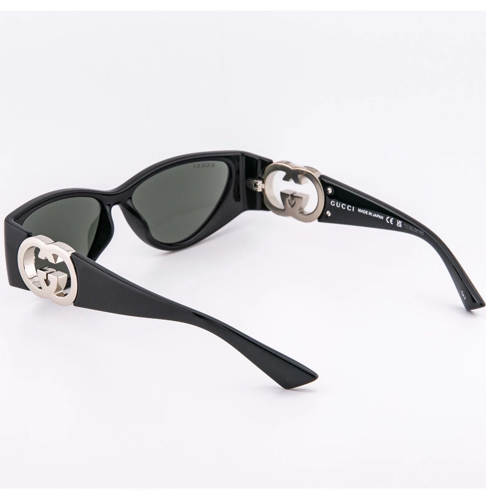 Gucci GUCCI GG1824S Black Cat Mask 1824 Silver Logo Sunglasses 001 Size ONE SIZE - 6 Thumbnail