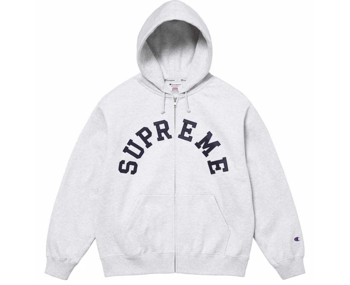 Supreme Supreme Champion Zip Up Hooded Sweatshirt Ash Grey XL | Grailed