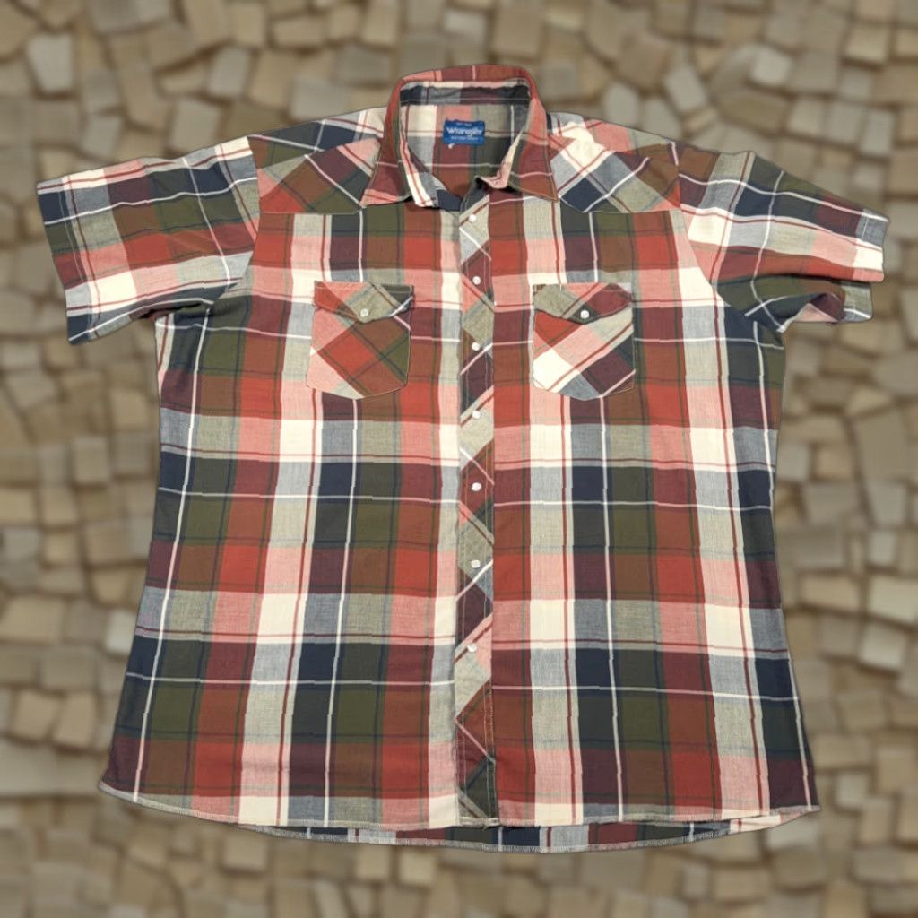 Wrangler VINTAGE Wrangler Western Shirt 2XLT Adult Brown Plaid Pearl Snap 90s Cowboys Mens Shirt Size US XXL / EU 58 / 5 - 1 Thumbnail