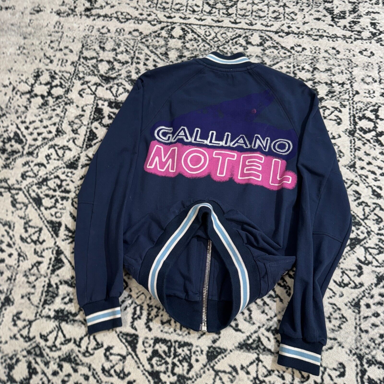 John Galliano × Vintage Vintage Galliano Navy Cotton Bomber Jacket Size XXS Y2K 90s Size US XXS / EU 40 - 7 Thumbnail