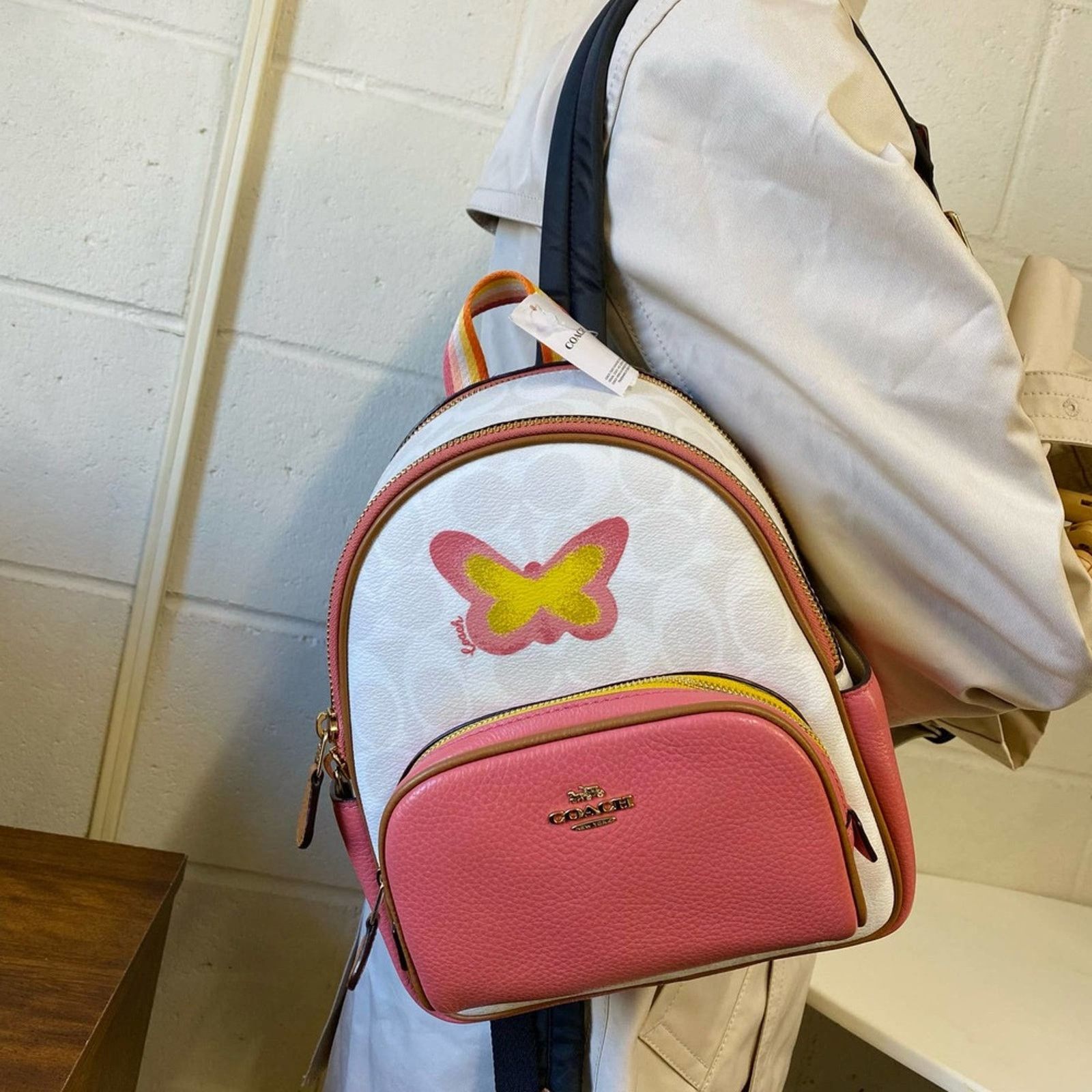 Coach Coach C8257 Mini Court Backpack In Sig Canvas In Chalk/Taffy Size ONE SIZE - 9 Thumbnail