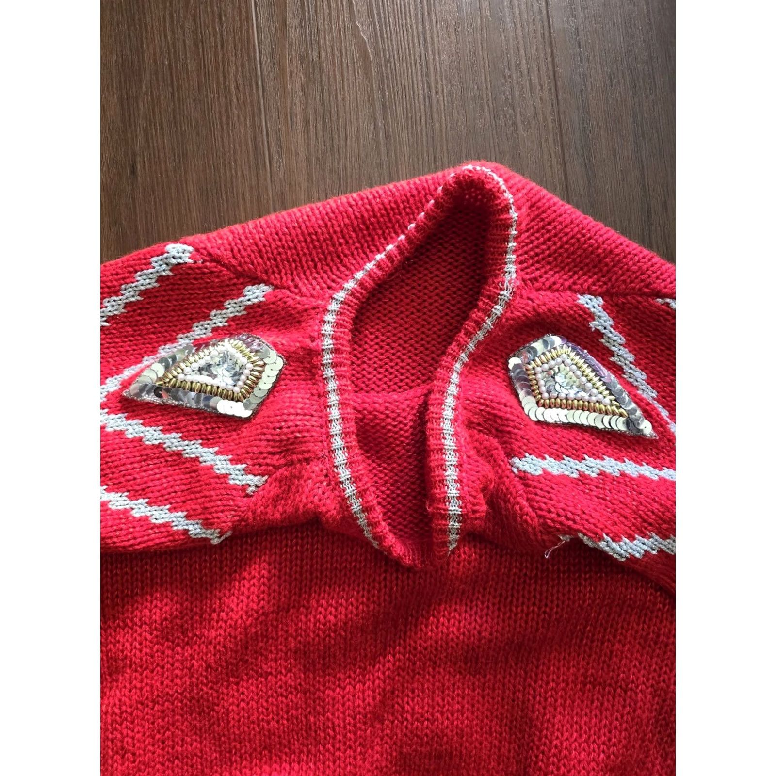 Vintage Vintage 1980s Red Sequin Christmas Holiday New Years Sweater - Womens Medium/Large Size M / US 6-8 / IT 42-44 - 6 Thumbnail