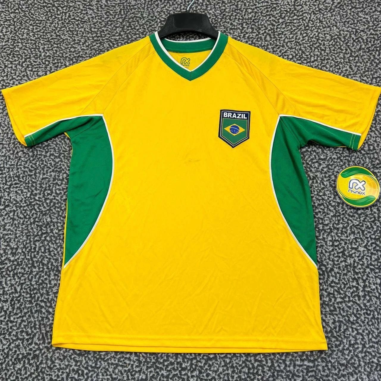 Rhinox Brazil Soccer Team Jersey Shirt Men M Short Sleeve V-Neck Size US M / EU 48-50 / 2 - 1 Thumbnail