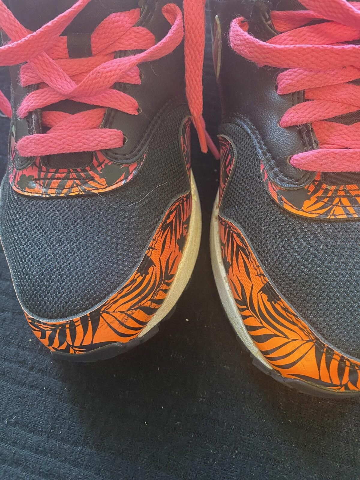 Nike Kids Nike Air Max 90 s 6.5y 705479-001 Black Pink Orange Size US 6.5 / EU 39-40 - 4 Thumbnail