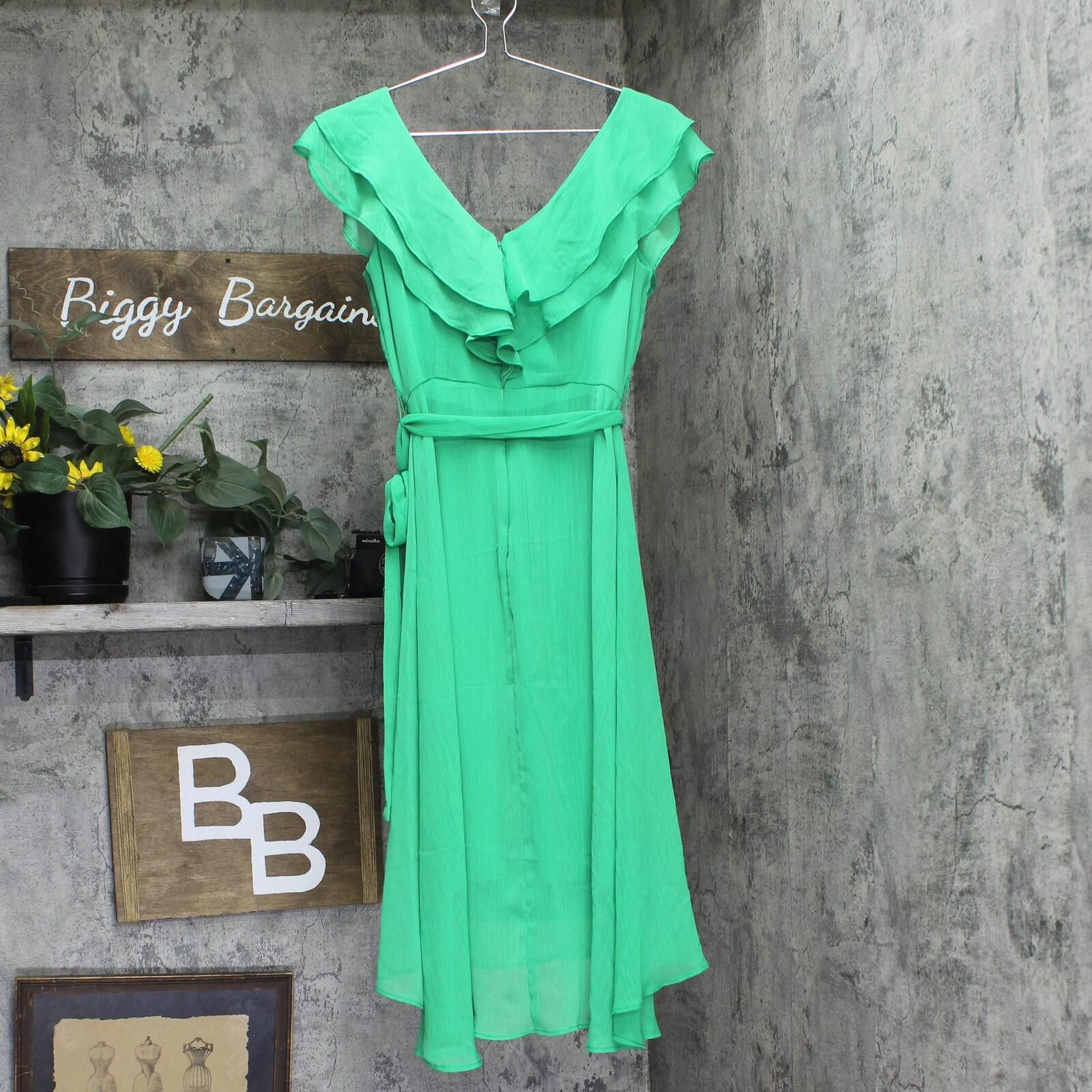 DKNY Dkny Womens Woven Tie Double Ruffle-collar Dress Green 4 Size S / US 4 / IT 40 - 2 Thumbnail