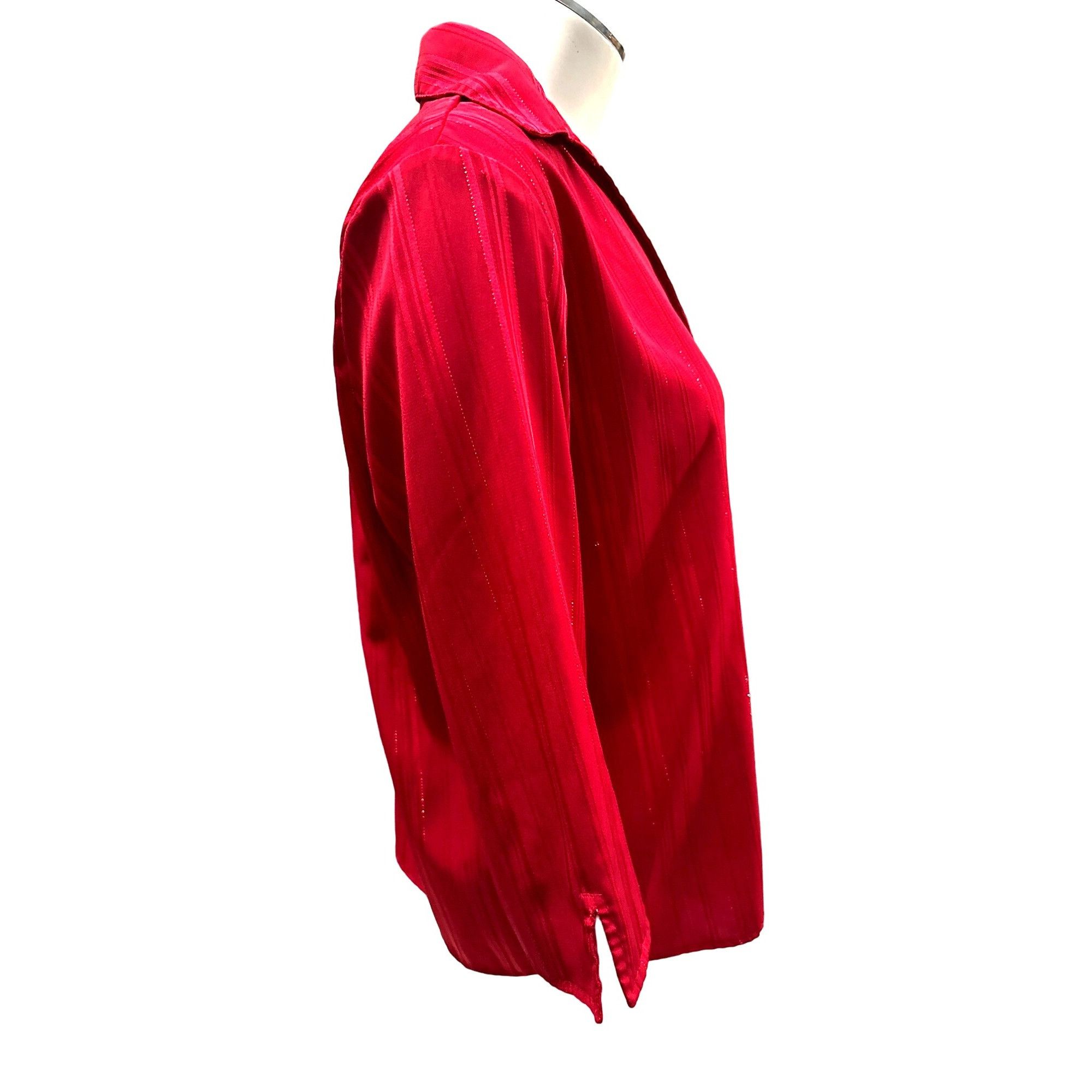 Other 1830 Petite Small Red Stretch Shimmer Blouse Y2K Glam City S Size S / US 4 / IT 40 - 4 Thumbnail