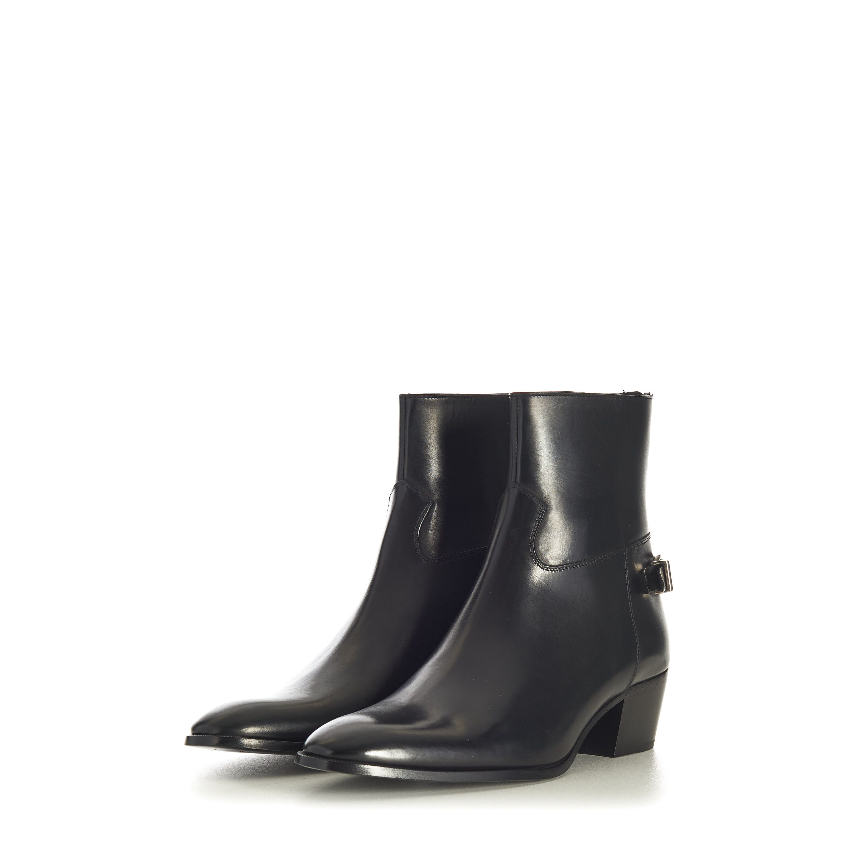 Celine Black Leather Zipped Isaac Ankle Boots - Back Buckle Size US 9 / EU 42 - 4 Thumbnail