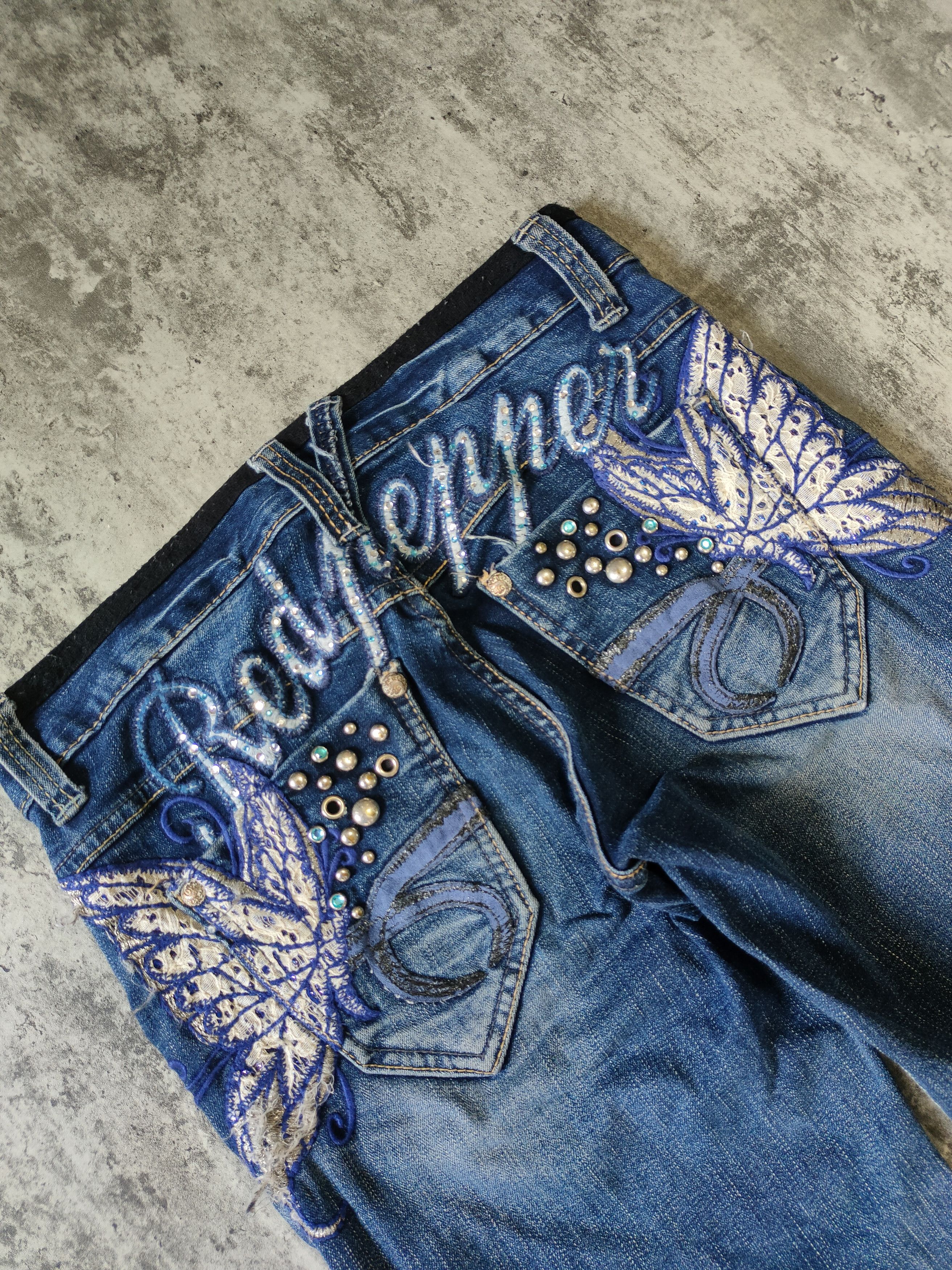 Hysteric Glamour × If Six Was Nine × Le Grande Bleu (L.G.B.) Red Pepper Butterfly Embordired Jeans Size 29" - 11 Thumbnail