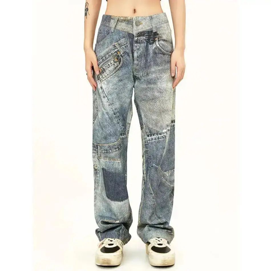 Japanese Brand Y2K High Street Color Match Patchwork Baggy Jeans Size US 30 / EU 46 - 1 Thumbnail