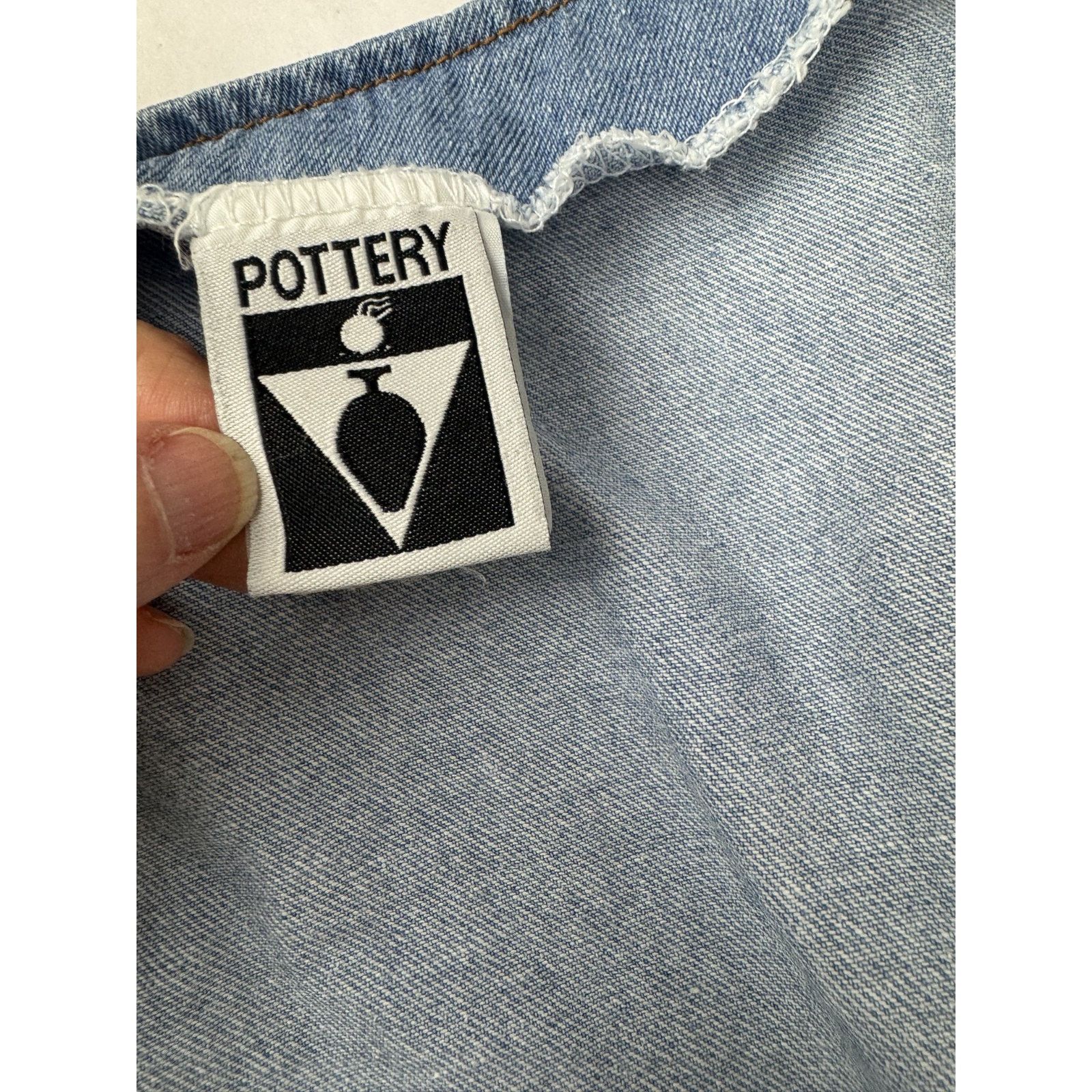 Other Vintage 90s Denim Sleeveless Jumper Dress Grunge Y2K Large Size L / US 10 / IT 46 - 3 Thumbnail