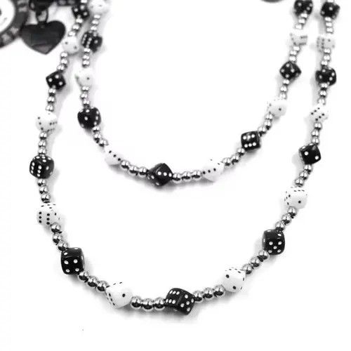 VIBE Black White lucky Dice Baccarat Pearl Pants Chain Size ONE SIZE - 3 Thumbnail