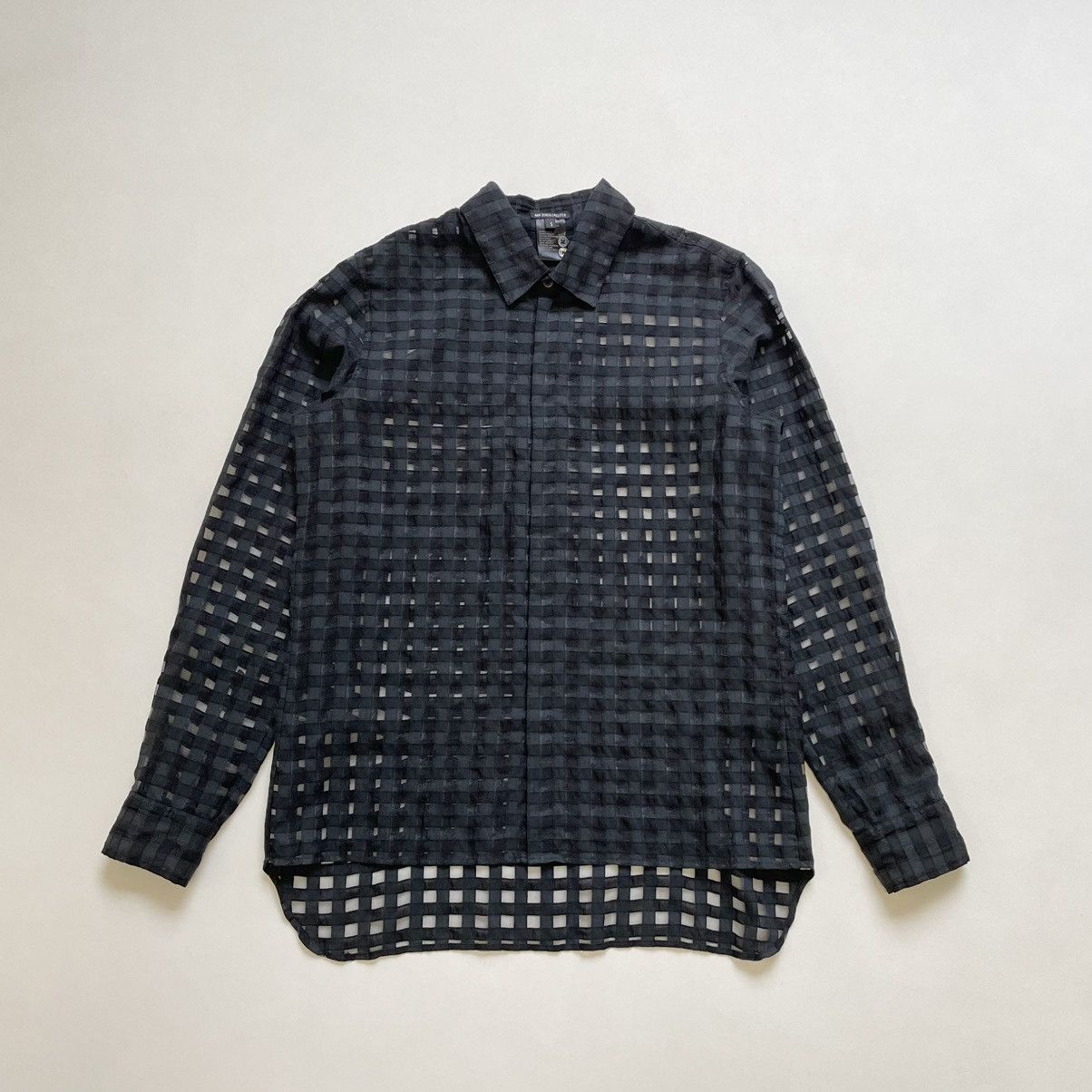 Ann Demeulemeester Black ‘Sheer Square’ Patterned Shirt Size US M / EU 48-50 / 2 - 1 Thumbnail