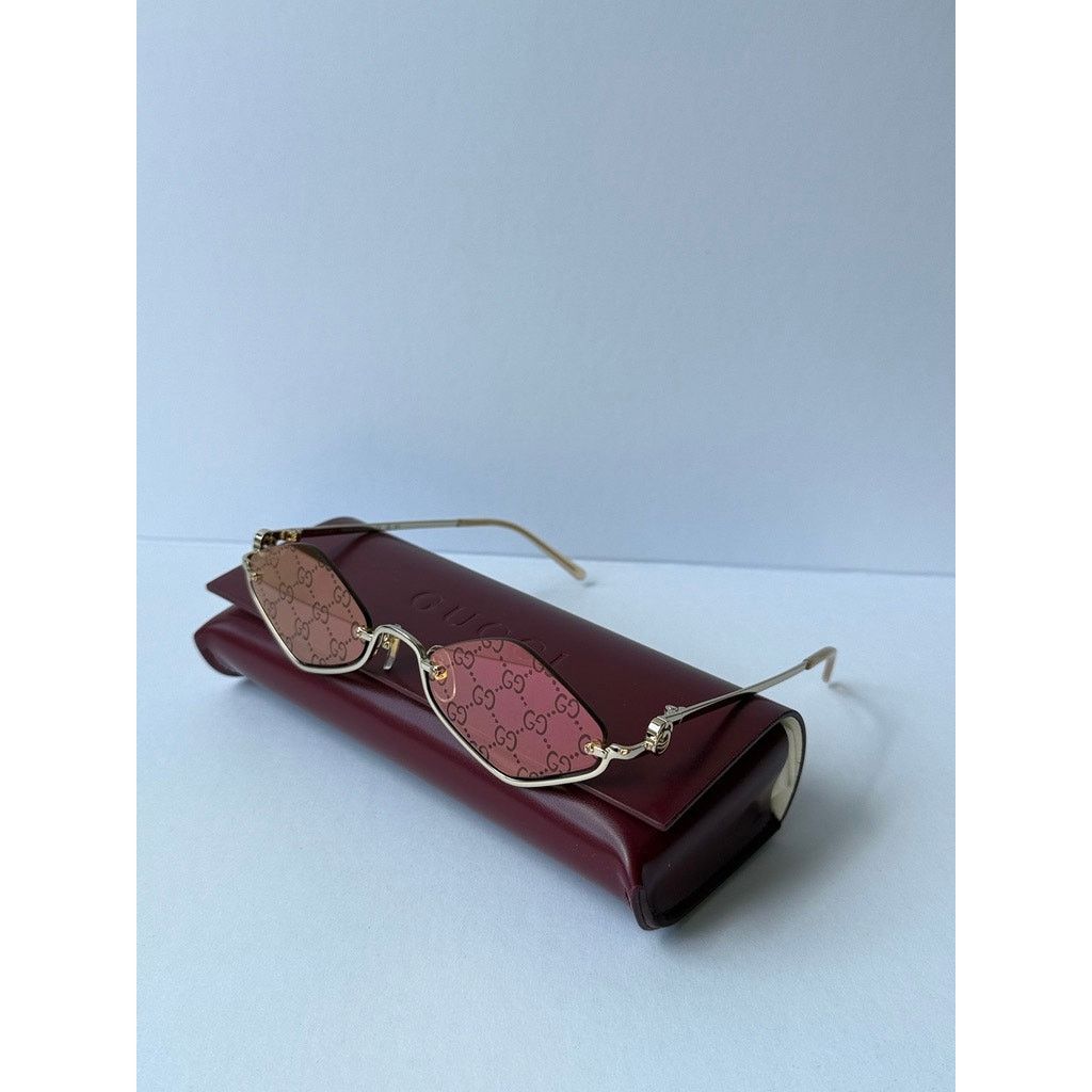 Gucci NEW Gucci GG1604S Gold Cat Eye Logo Mirror Sunglasses $720 Size ONE SIZE - 2 Thumbnail