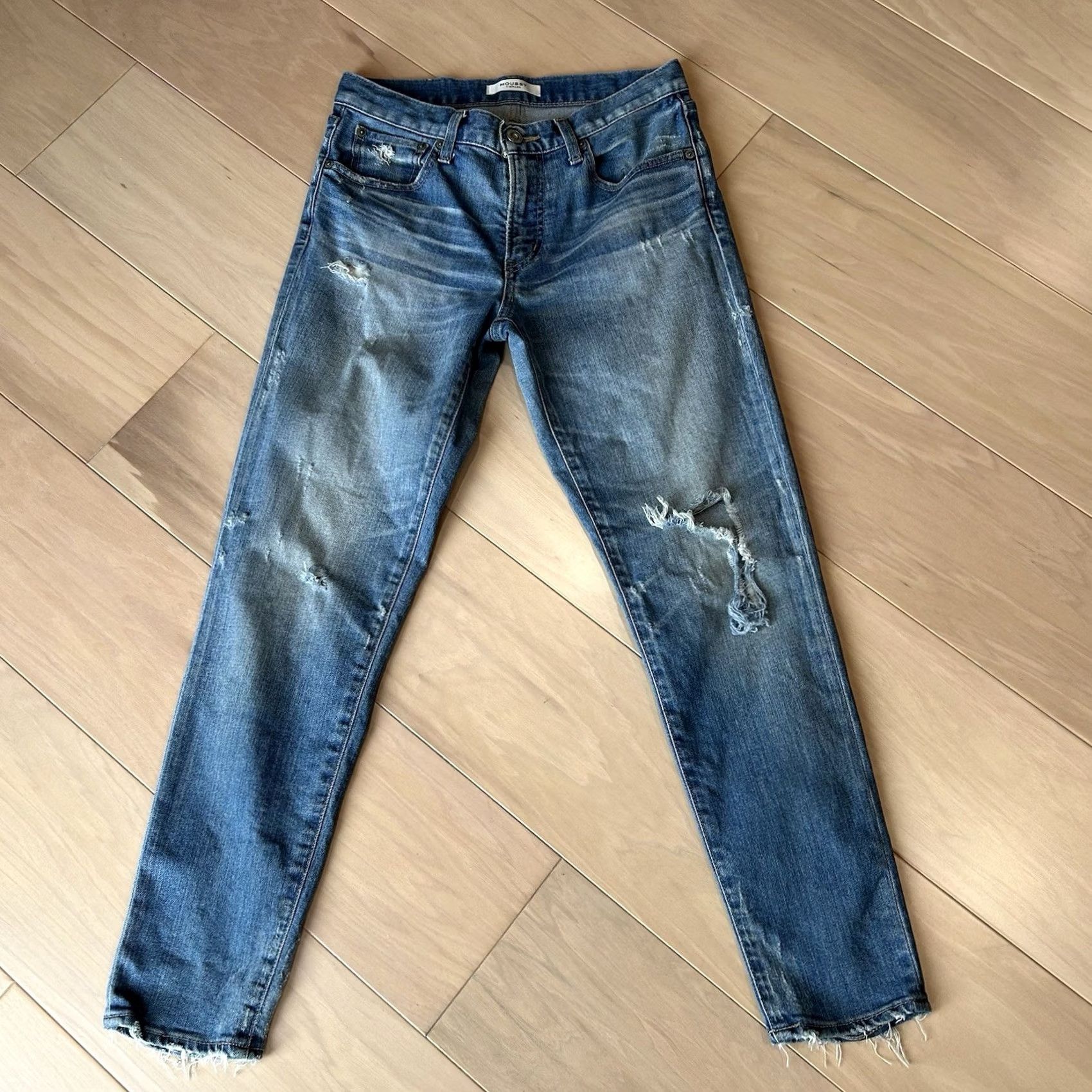 MOUSSY Moussy Vintage Velma Skinny Distressed Blue Jean Women 27 Jeans Slim 27 Inseam 5-Pocket Blue Button Zip Model Moussy Vintage Velma Womens Jeans Size 27" / US 4 / IT 40 - 2 Thumbnail