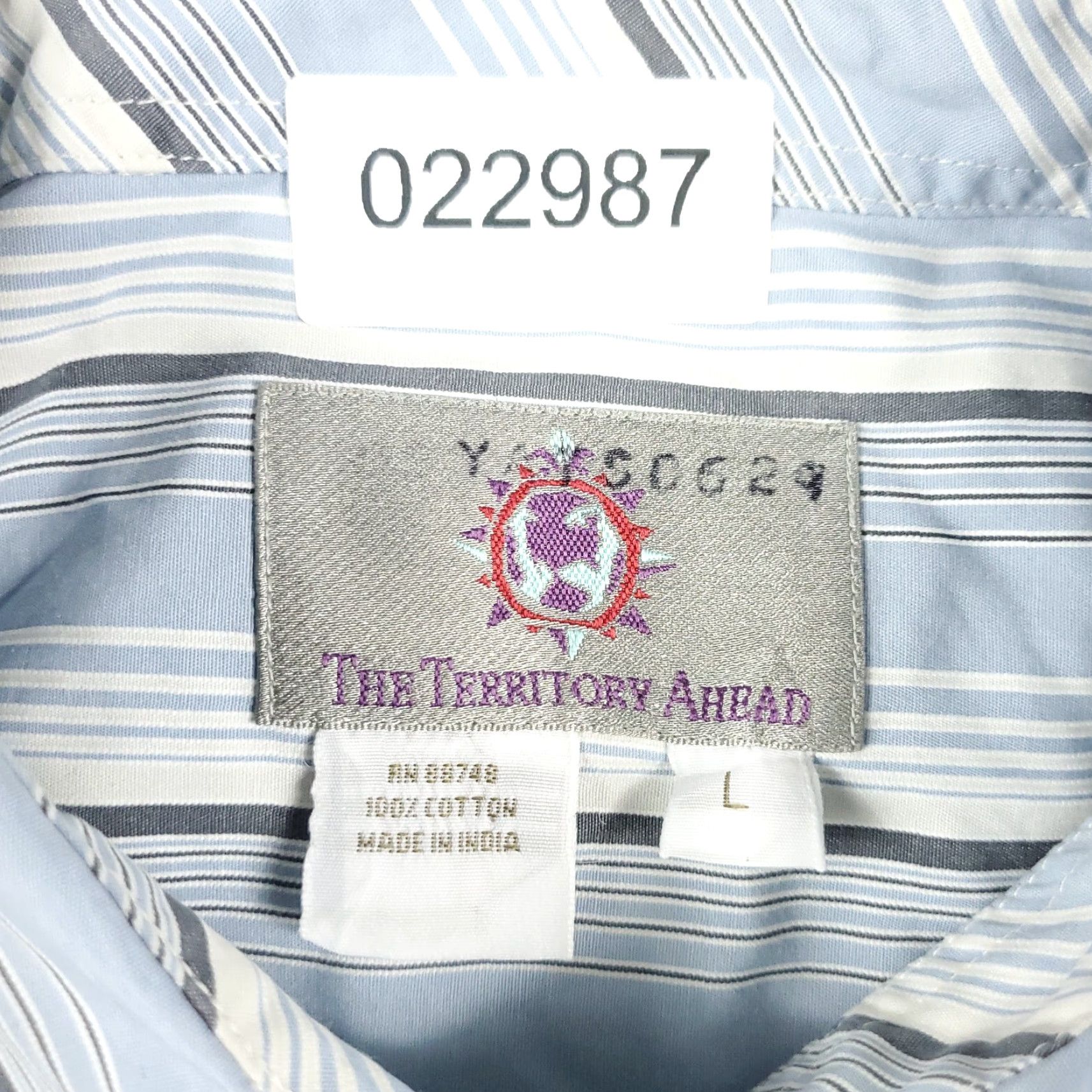 The Territory Ahead Territory Ahead Shirt Mens L Blue White Striped Button Up Casual Business Formal Workwear Size US L / EU 52-54 / 3 - 7 Thumbnail