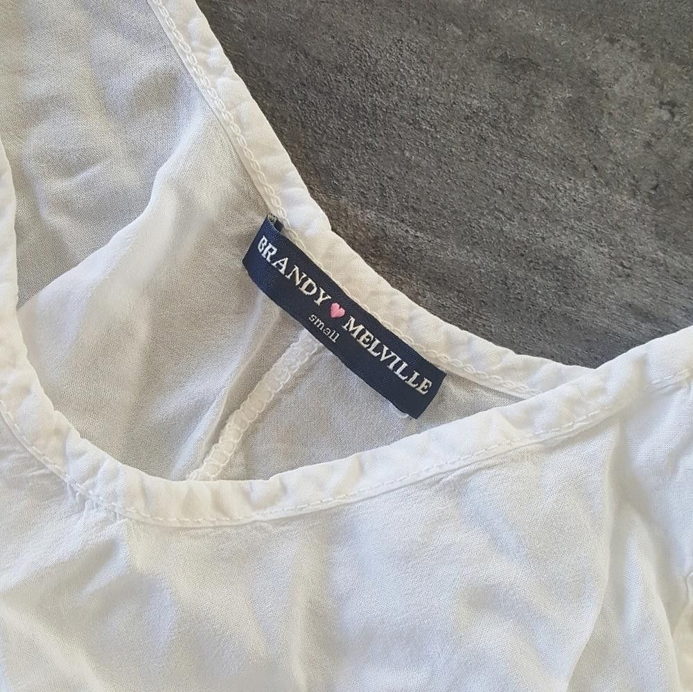 Designer White Classic Melville Cropped Blouse Size ONE SIZE - 3 Thumbnail