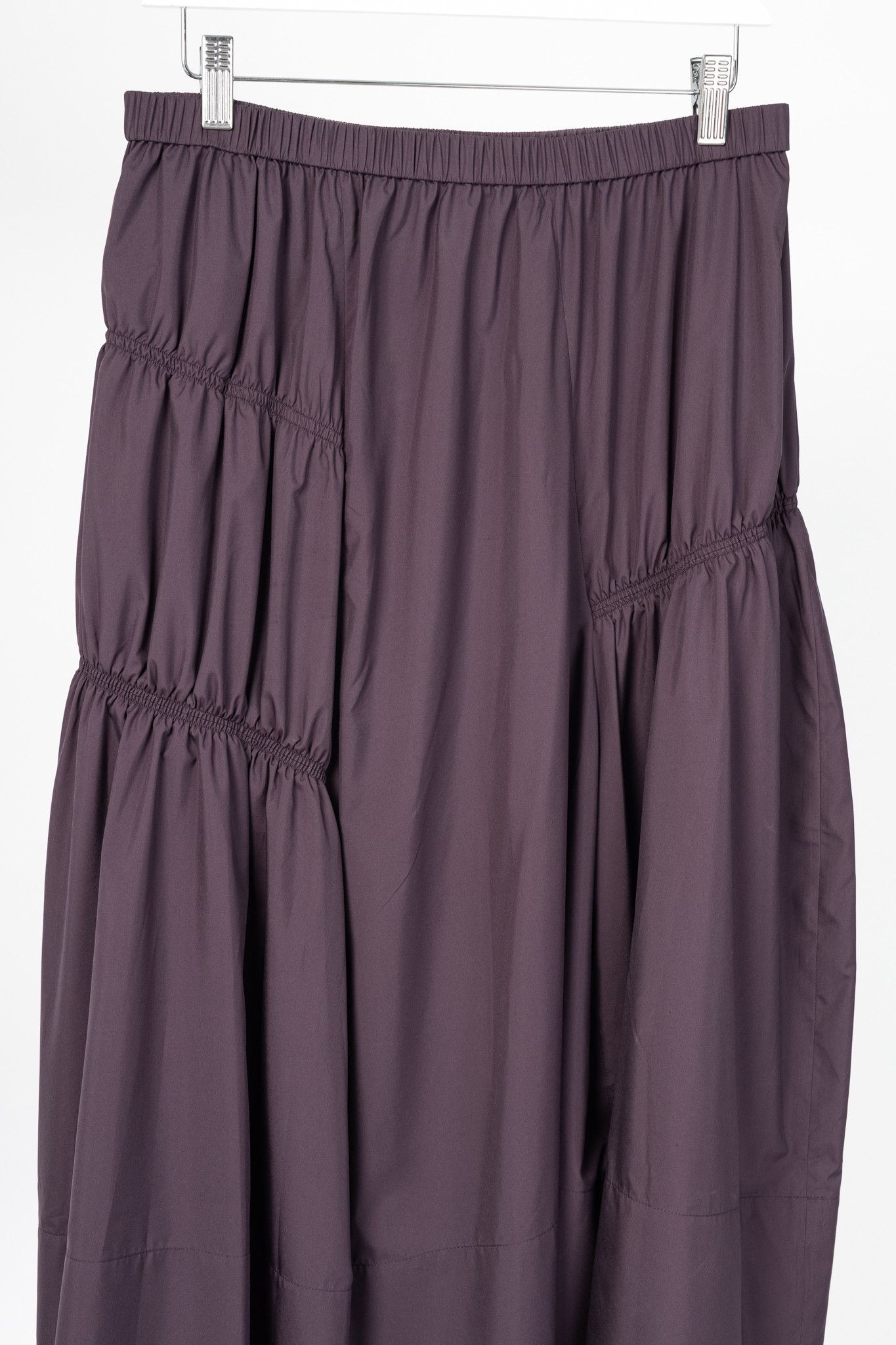 Tibi Tibi Aubergine Shirred Nylon Paneled Midi Skirt Size 29" - 3 Thumbnail