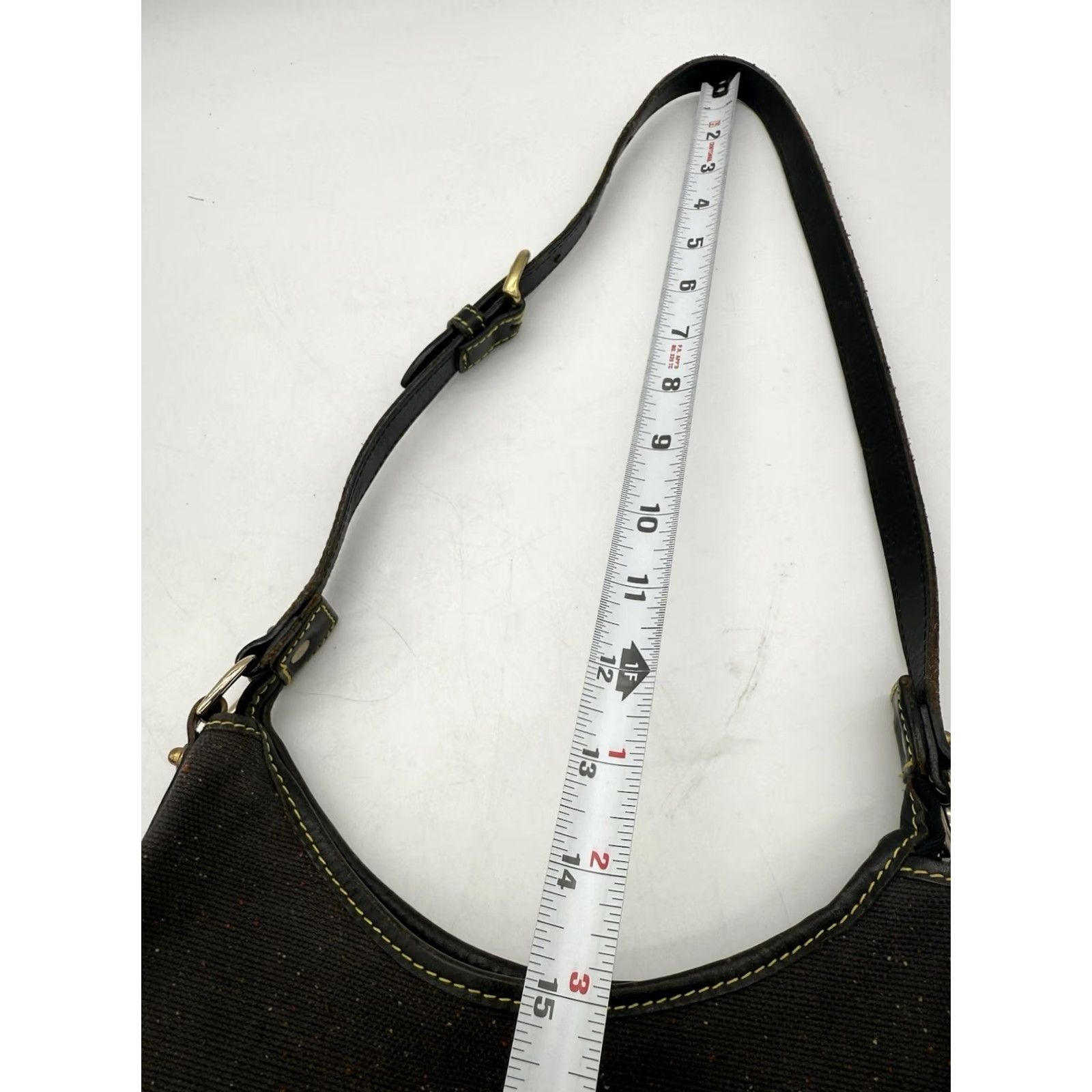 Dooney & Bourke Dooney & Bourke Logo Canvas Shoulder Bag Hobo Black Satchel/Top Handle Womens Canvas Leather Logo Pattern Bag Size ONE SIZE - 4 Thumbnail
