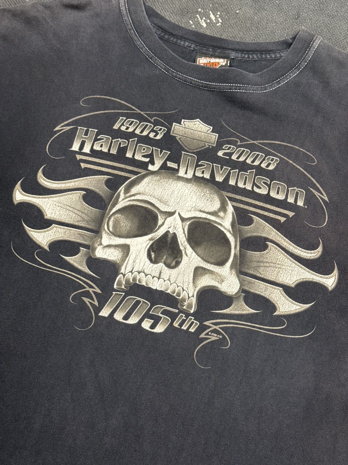 Harley Davidson × Vintage Harley Davidson Miami Biker Skull Vintage Y2K T-Shirt Size US XL / EU 56 / 4 - 3 Thumbnail