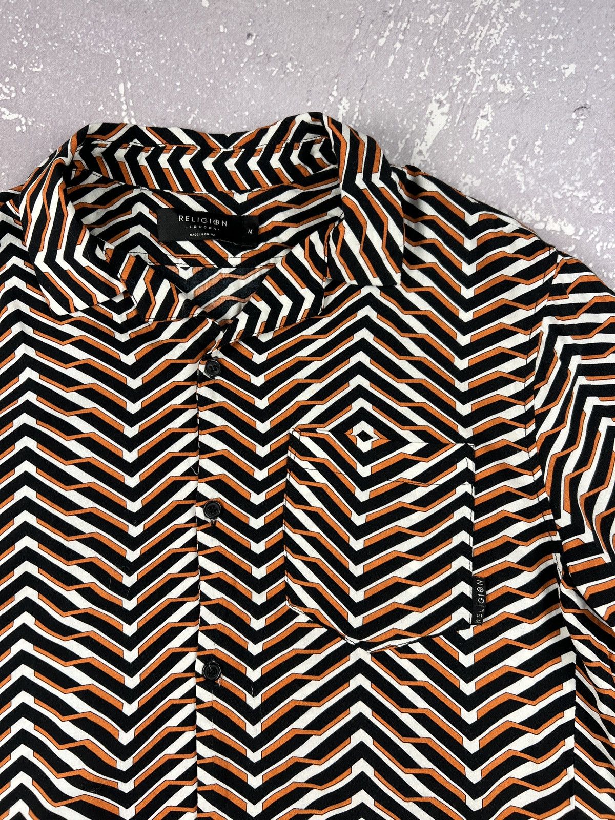 Allsaints Religion Camp Collar Geometric Print S/S Viscose Shirt Size US M / EU 48-50 / 2 - 3 Thumbnail