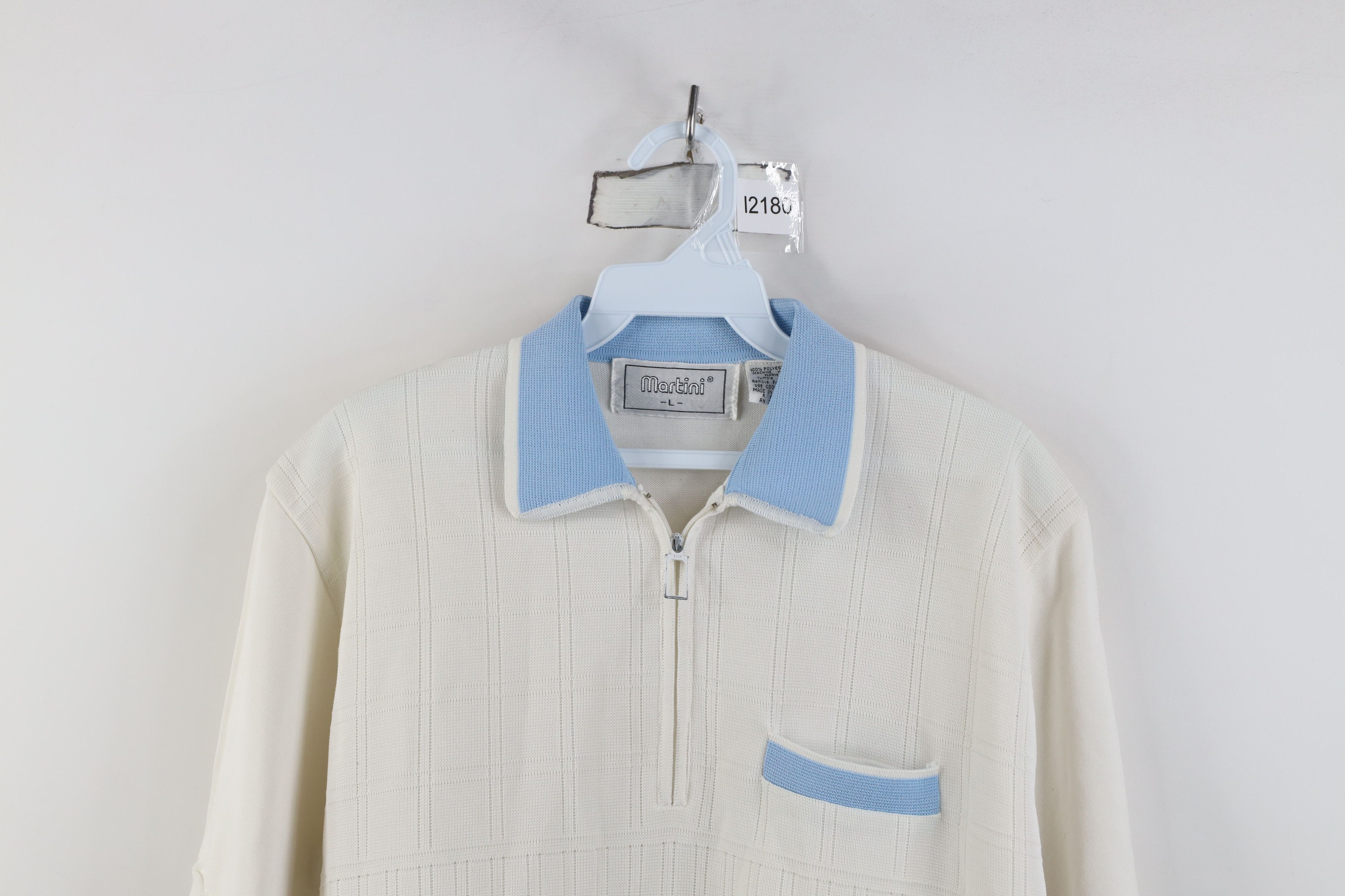 Vintage Vintage 60s 70s Rockabilly Knit Half Zip Pullover Polo Shirt Size US L / EU 52-54 / 3 - 2 Thumbnail