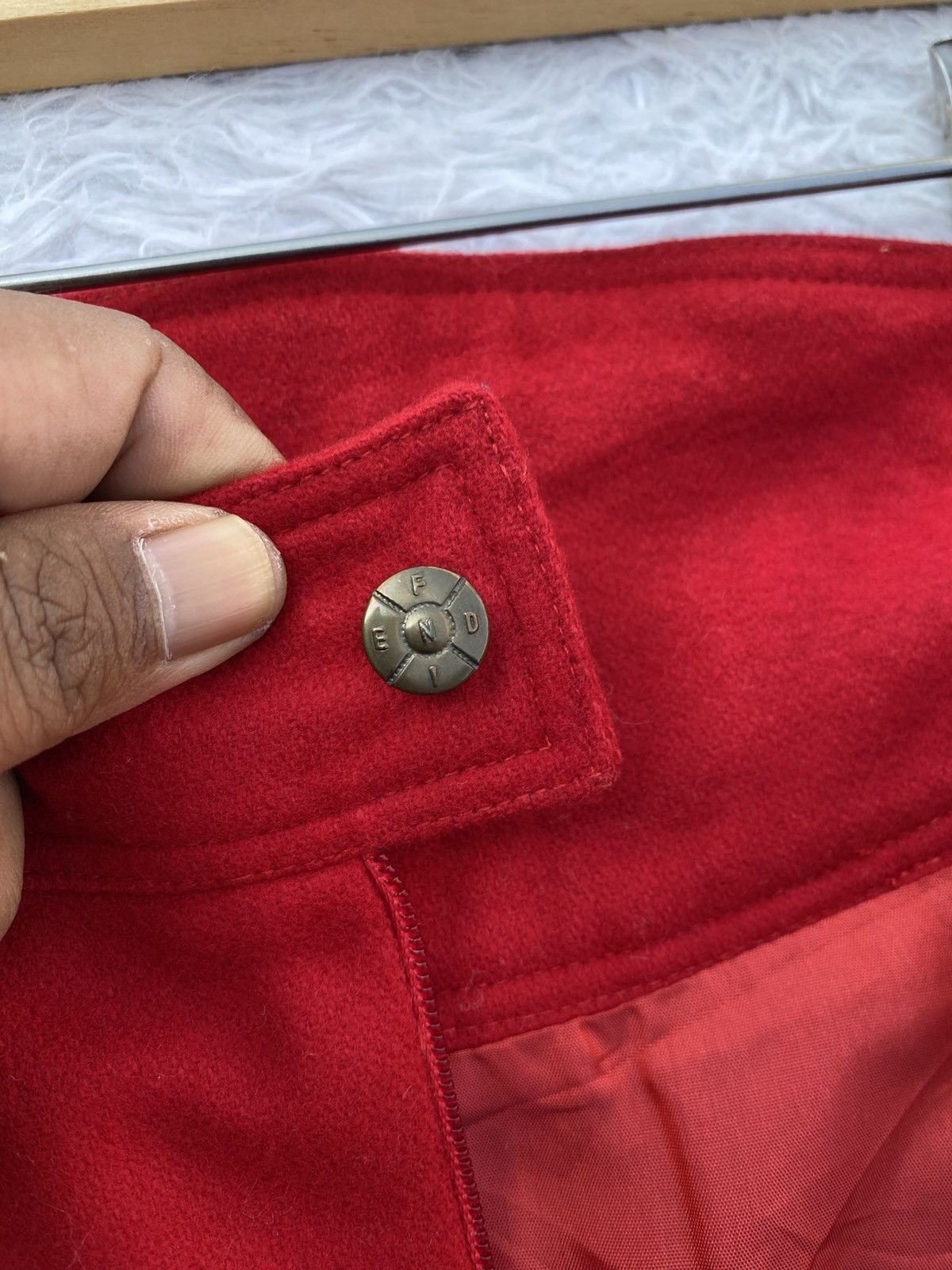Fendi Rare Vintage 70s FENDI Red Wool Skirt Size 23" - 13 Thumbnail