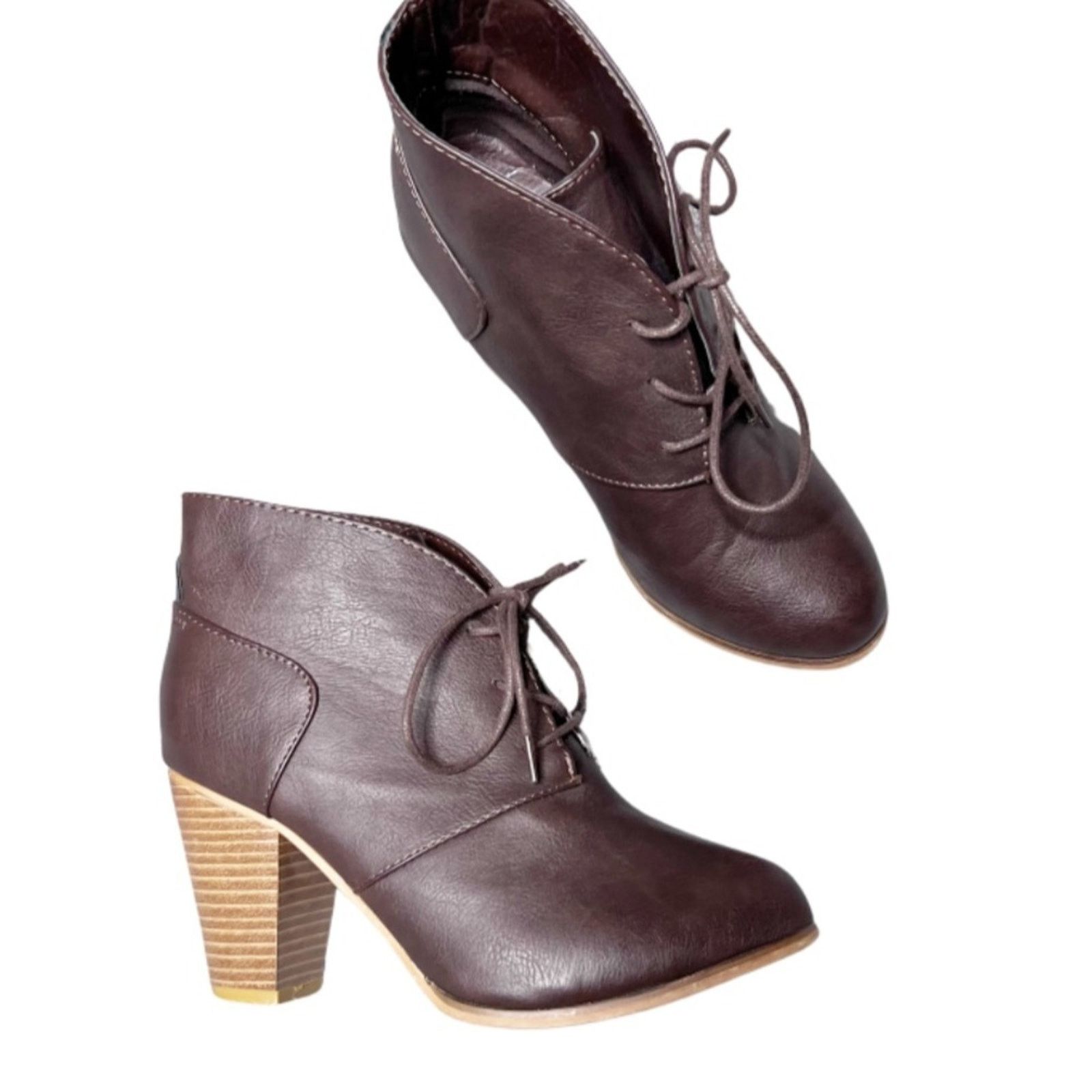 Other Altar'd State Women’s Brown Leather Platform Ankle Booties Size US 6.5 / IT 36.5 - 10 Thumbnail