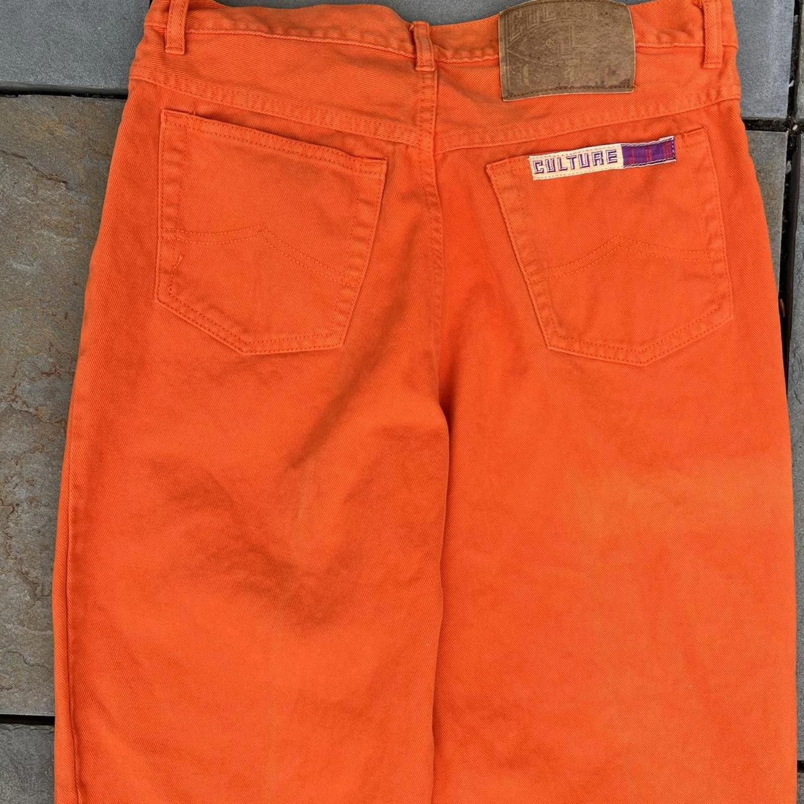 Vintage Vintage 90s Orange Denim Pleated Jeans Size US 33 - 6 Thumbnail