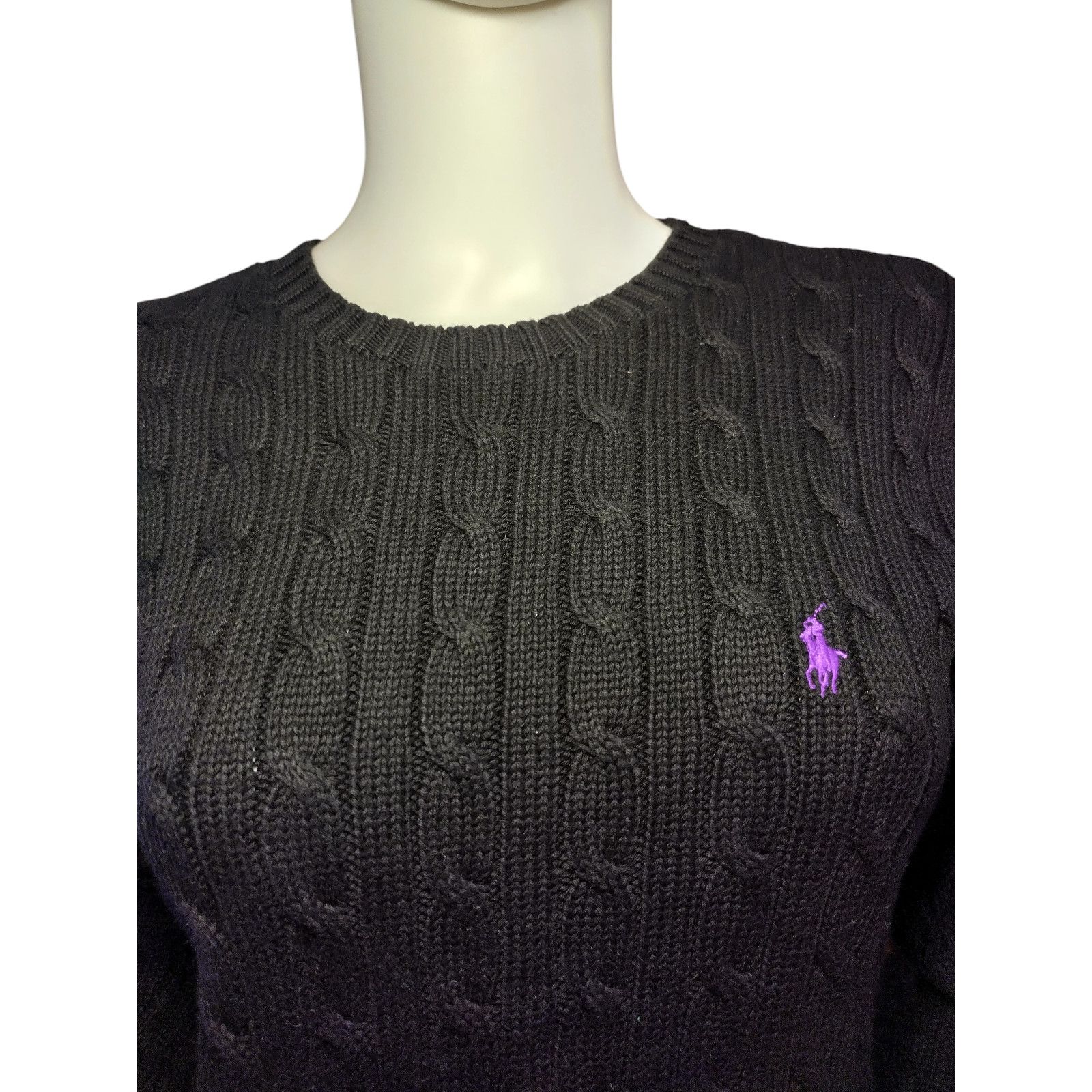 Ralph Lauren Ralph Lauren Womens Black Long Sleeve Cable Knit Sweater Lg Size L / US 10 / IT 46 - 2 Thumbnail