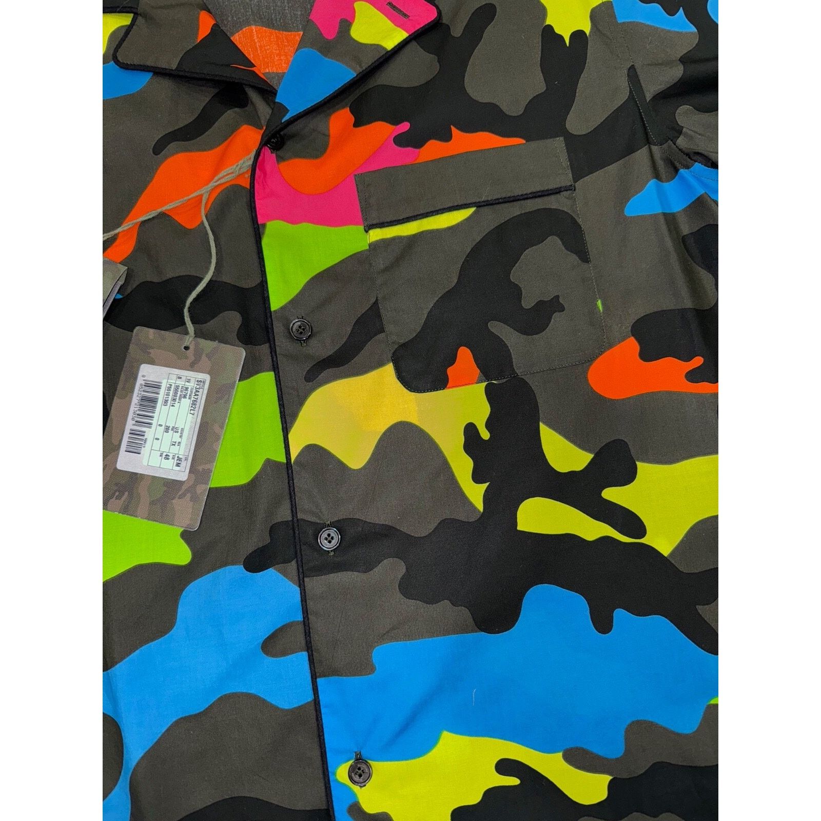 Valentino Valentino Camouflage Neon Cotton Short Sleeve Button Up Size US M / EU 48-50 / 2 - 5 Thumbnail