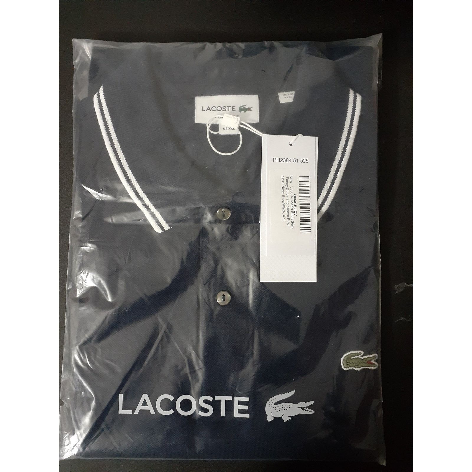 Lacoste Lacoste Men's Short Semi Fancy Collar and Sleeve Polo 2XL Size US L / EU 52-54 / 3 - 2 Thumbnail