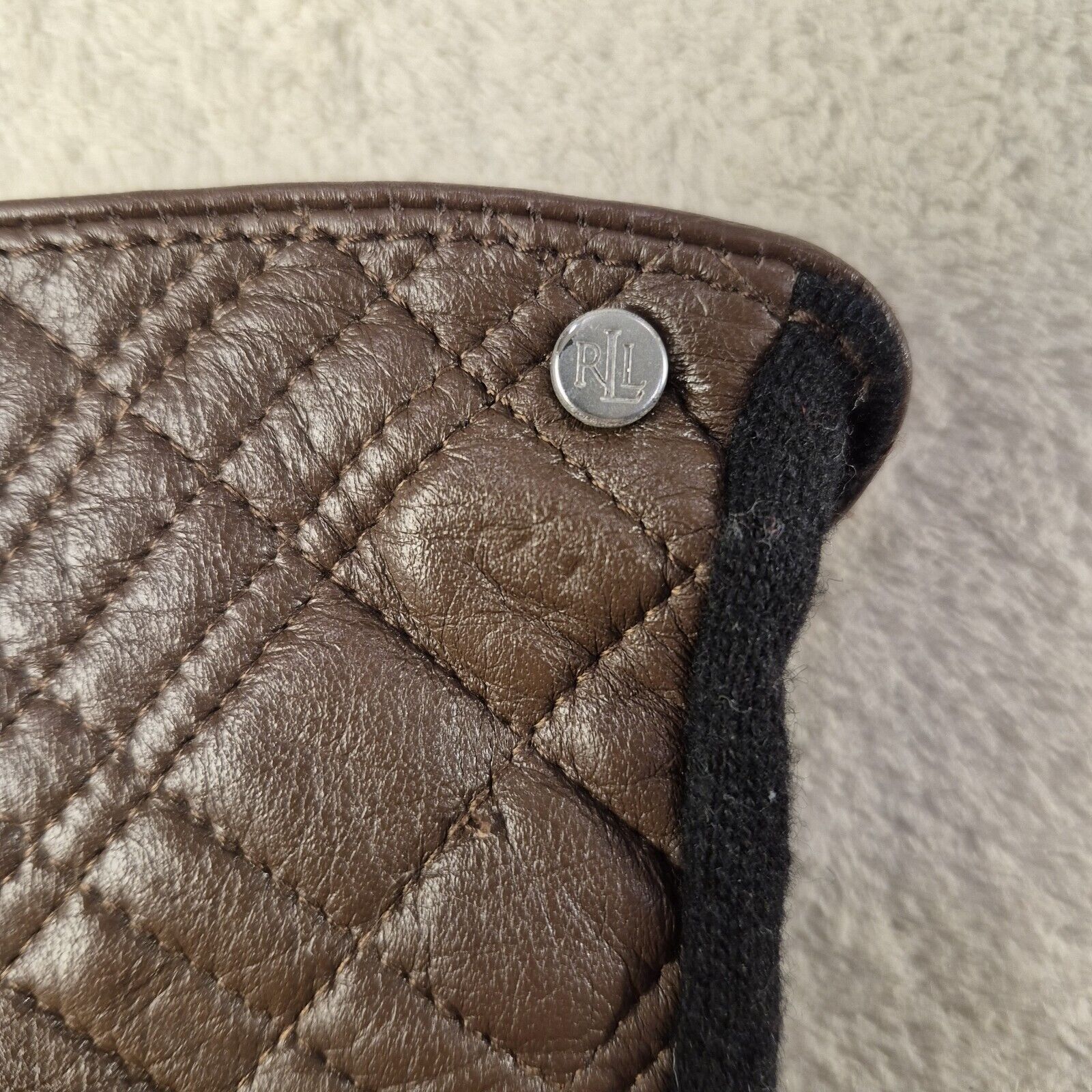 Polo Ralph Lauren Polo Ralph Lauren Women's Brown Sheepskin Quilted Gloves L Size ONE SIZE - 3 Thumbnail