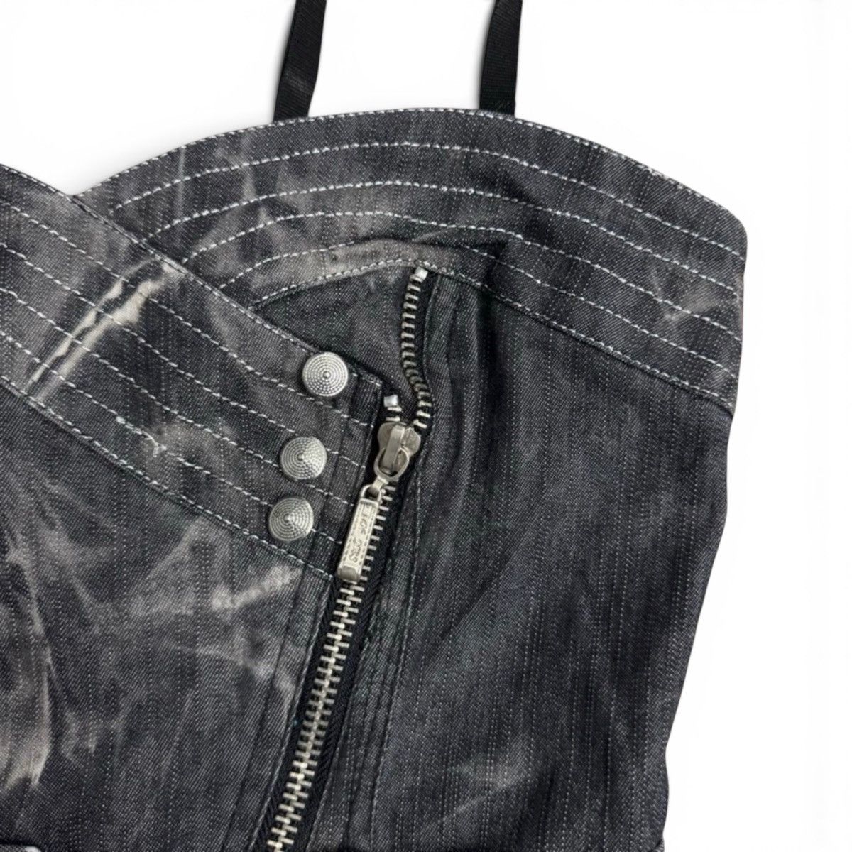 Other Asymmetrical Zip Belted Cargo Corset Top Stonewashed Grey Size S / US 4 / IT 40 - 4 Thumbnail