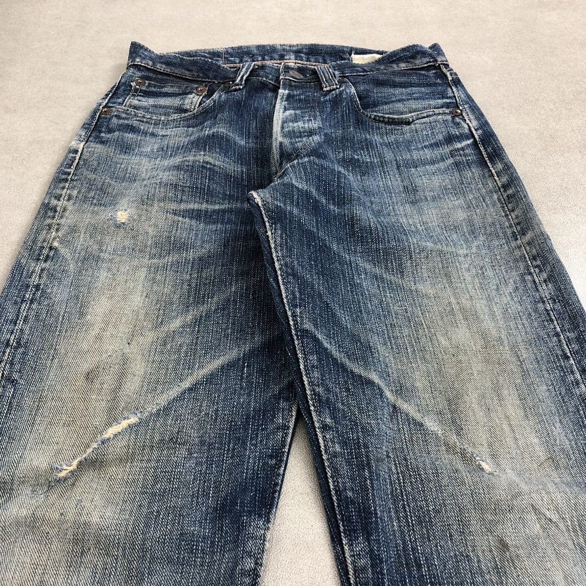 Japanese Brand × Sugar Cane 🇯🇵 Vintage Sugar Cane Onikiwa Distressed Faded Selvedge Jeans Size US 27 - 3 Thumbnail
