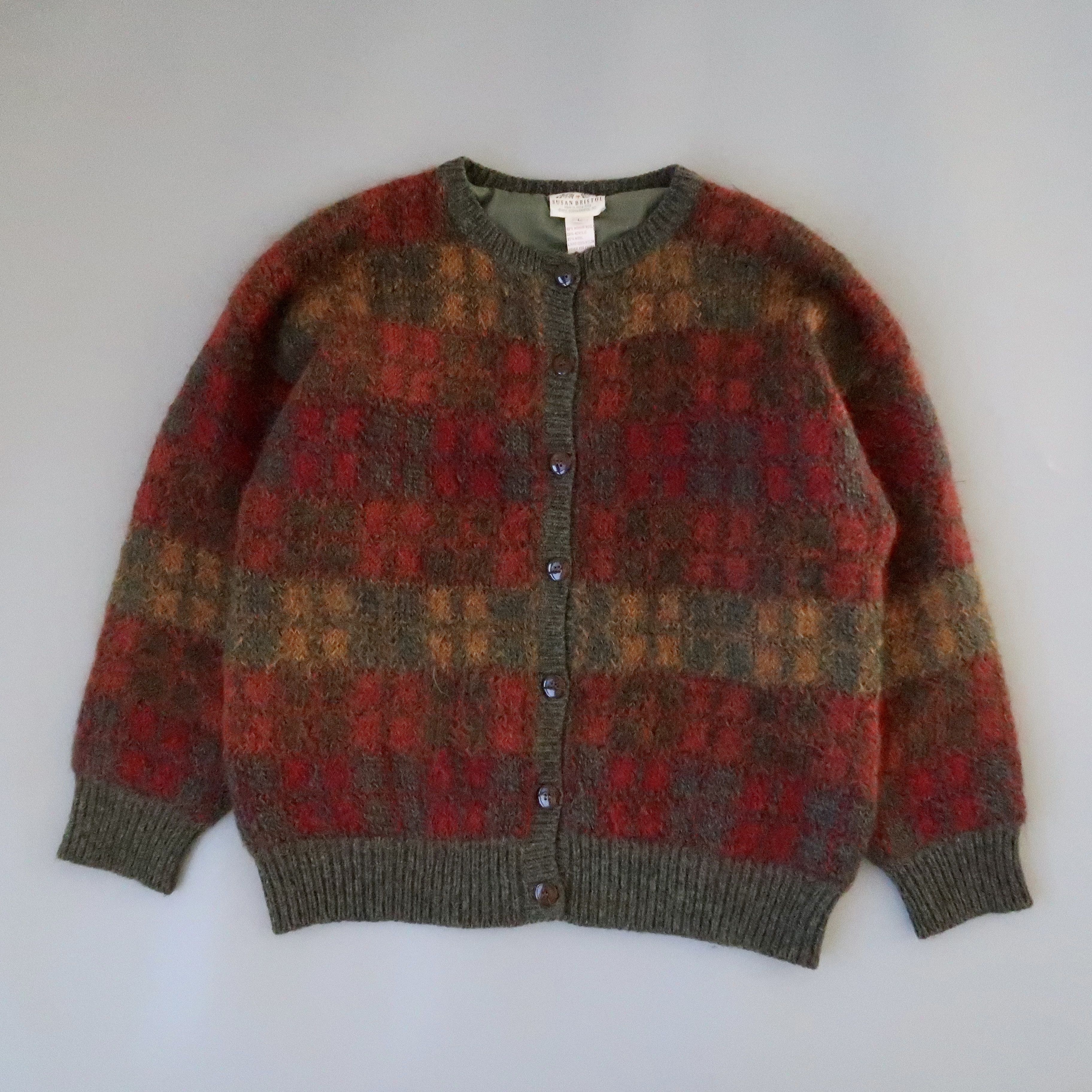 Vintage 1990s SUSAN BRISTOL nylon lined mohair-mix cardigan Size L / US 10 / IT 46 - 2 Thumbnail