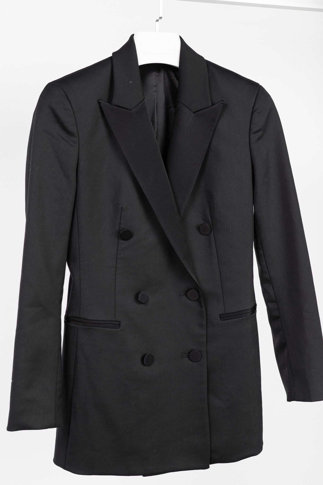 Theory Theory Black Double-Breasted Satin-Trim Wool Tux Jacket Size S / US 4 / IT 40 - 3 Thumbnail