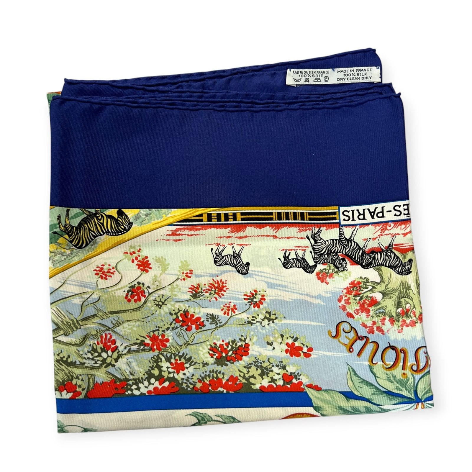 Hermes Hermes Tropiques 90 Silk Scarf Blue Tropical Bird Size ONE SIZE - 7 Thumbnail