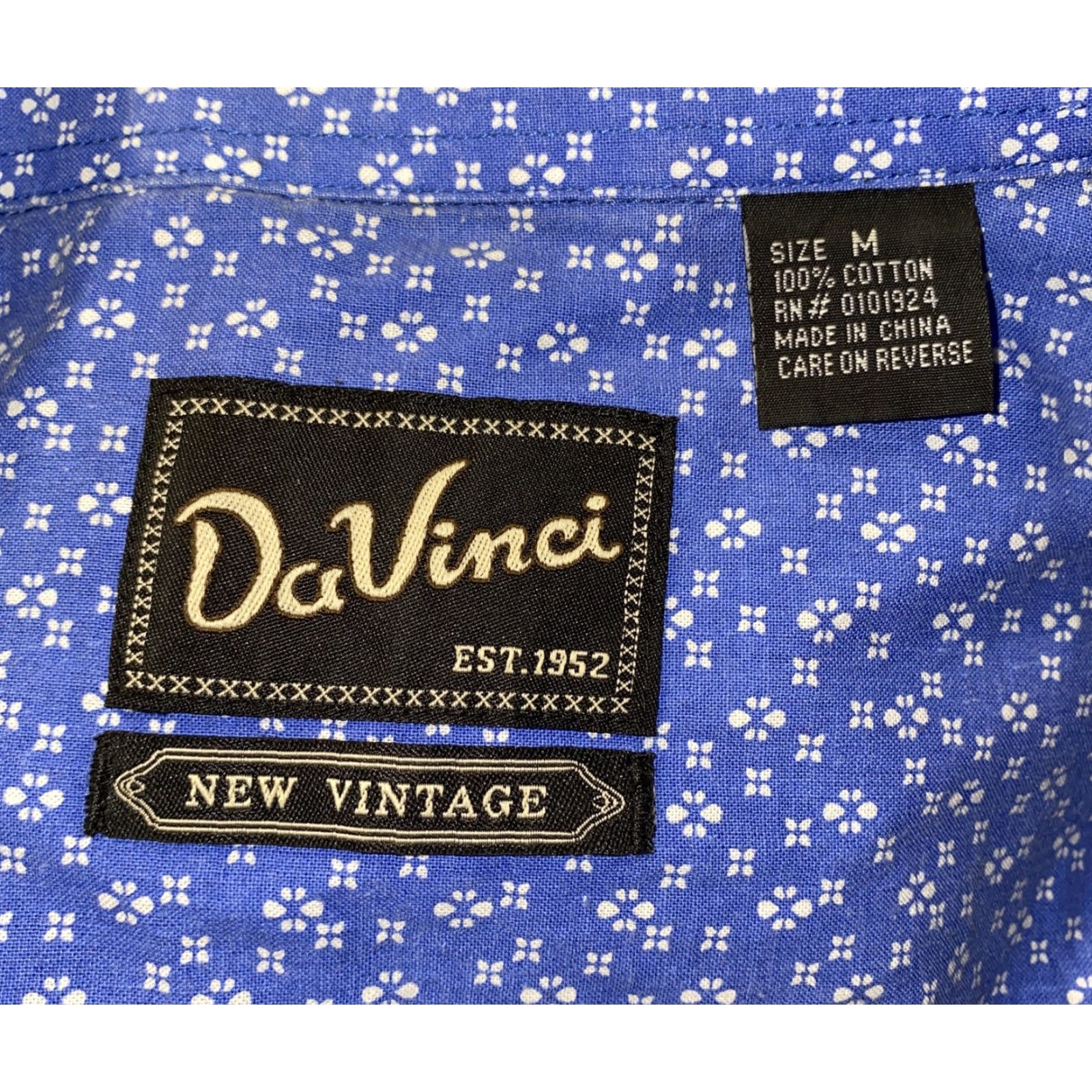 Vintage DaVinci Men’s Long Sleeve Cotton Button-Up Shirt Size M Blue Casual Striped Size US M / EU 48-50 / 2 - 6 Thumbnail