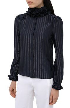 Saint Laurent Paris o1y0126 Striped Shirt in Midnight Blue Size M / US 6-8 / IT 42-44 - 2 Thumbnail