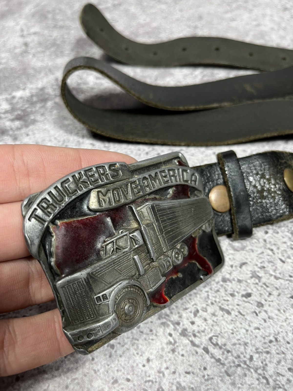 Harley Davidson Very rare! 1983 “Truckers move America” leather belt Size ONE SIZE - 5 Thumbnail