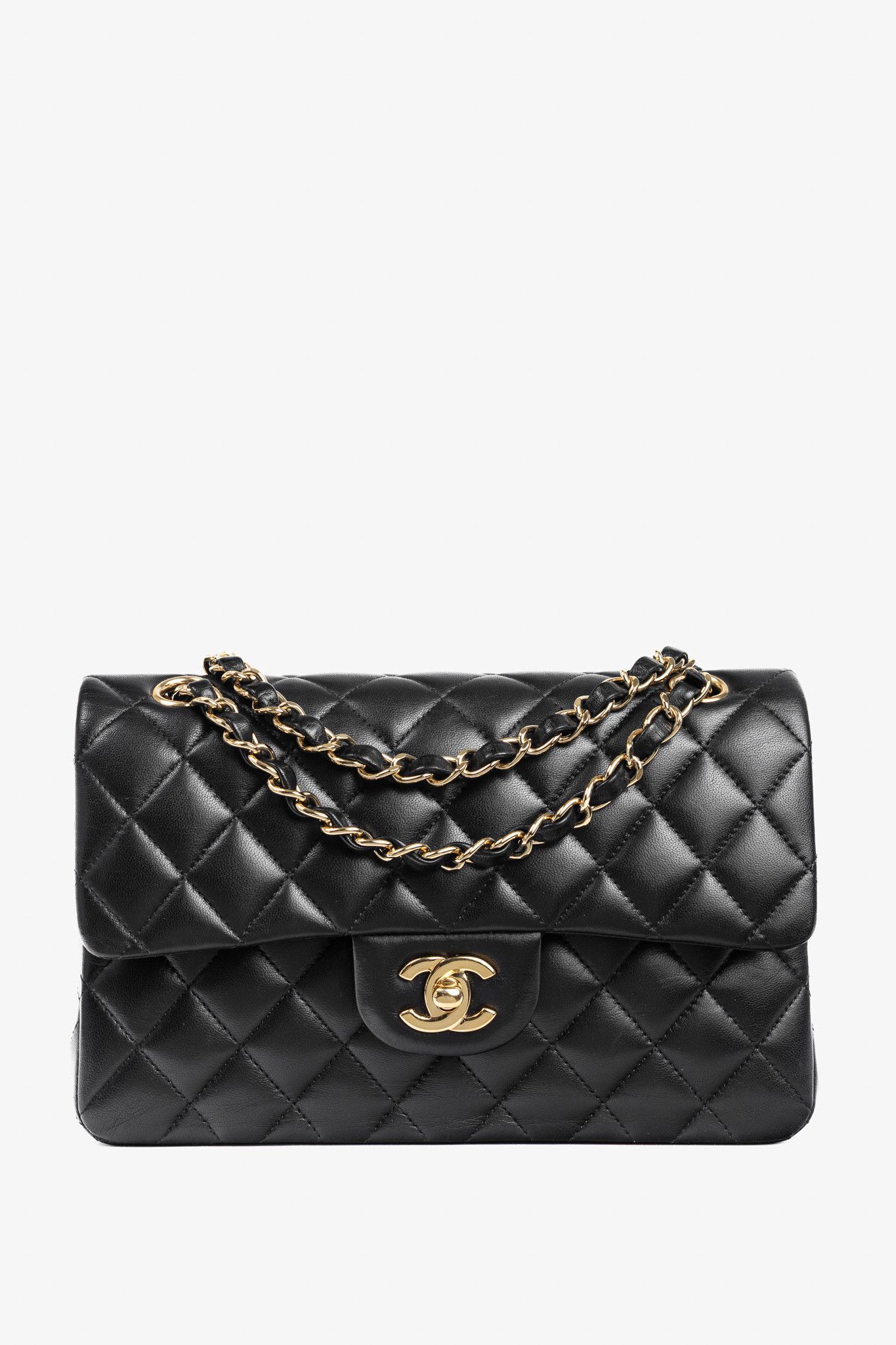 Chanel Small Classic Black Lambskin Quilted Double Flap Bag
